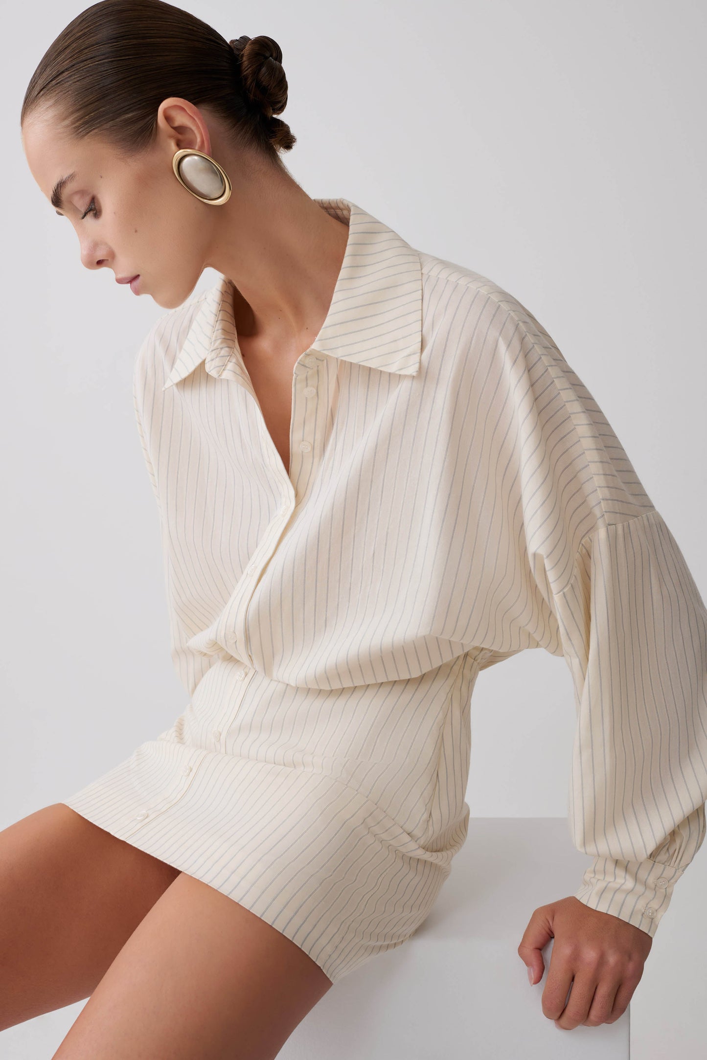 Ivy Oversize Shirt Mini Dress - Stripe
