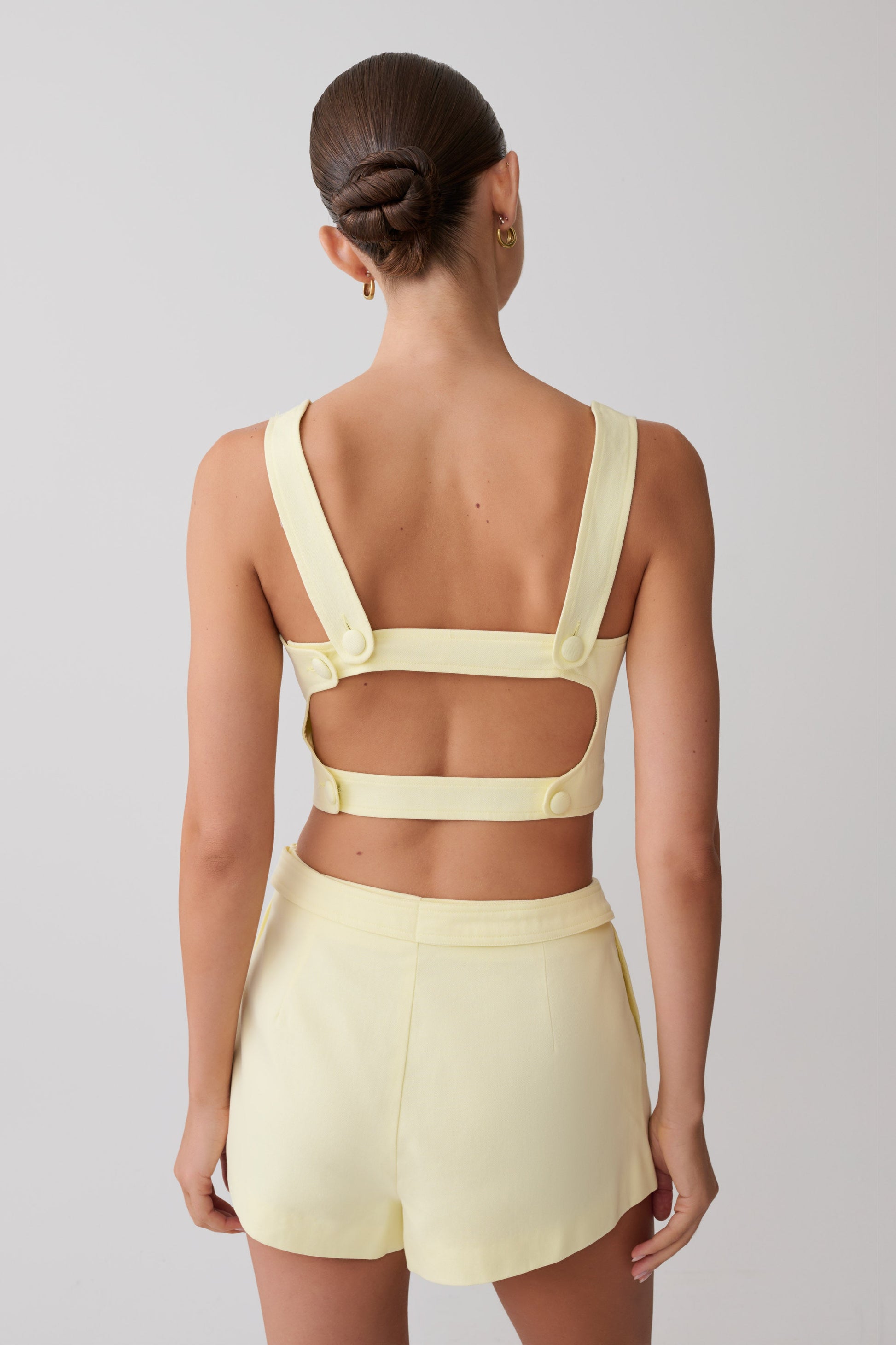 Josephine Crop Top With Open Back - Lemon #2