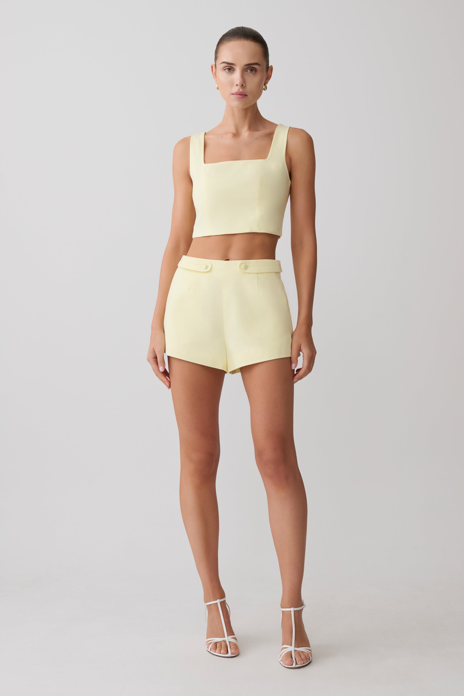 Josephine Crop Top With Open Back - Lemon #4