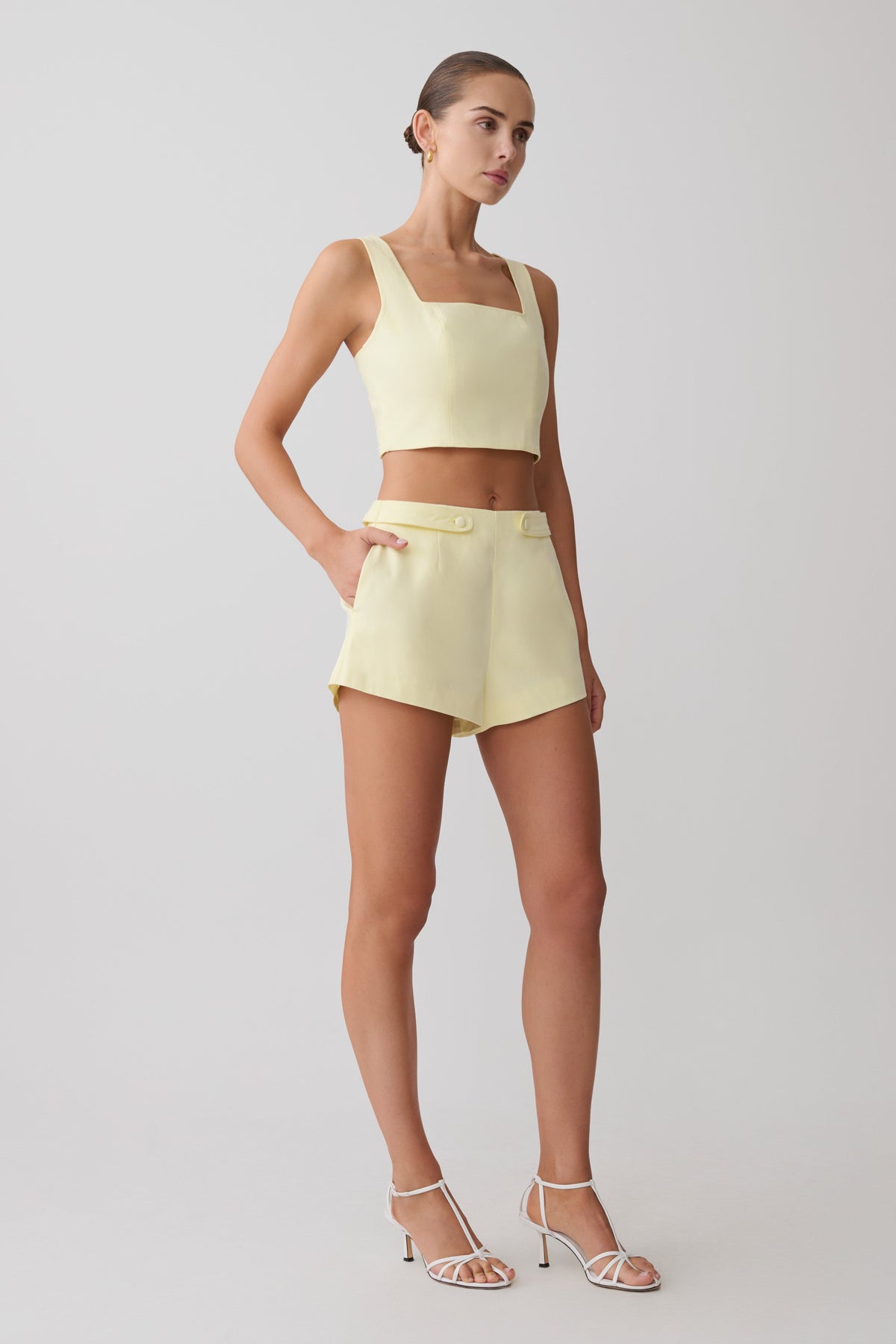 Josephine Crop Top With Open Back - Lemon #6