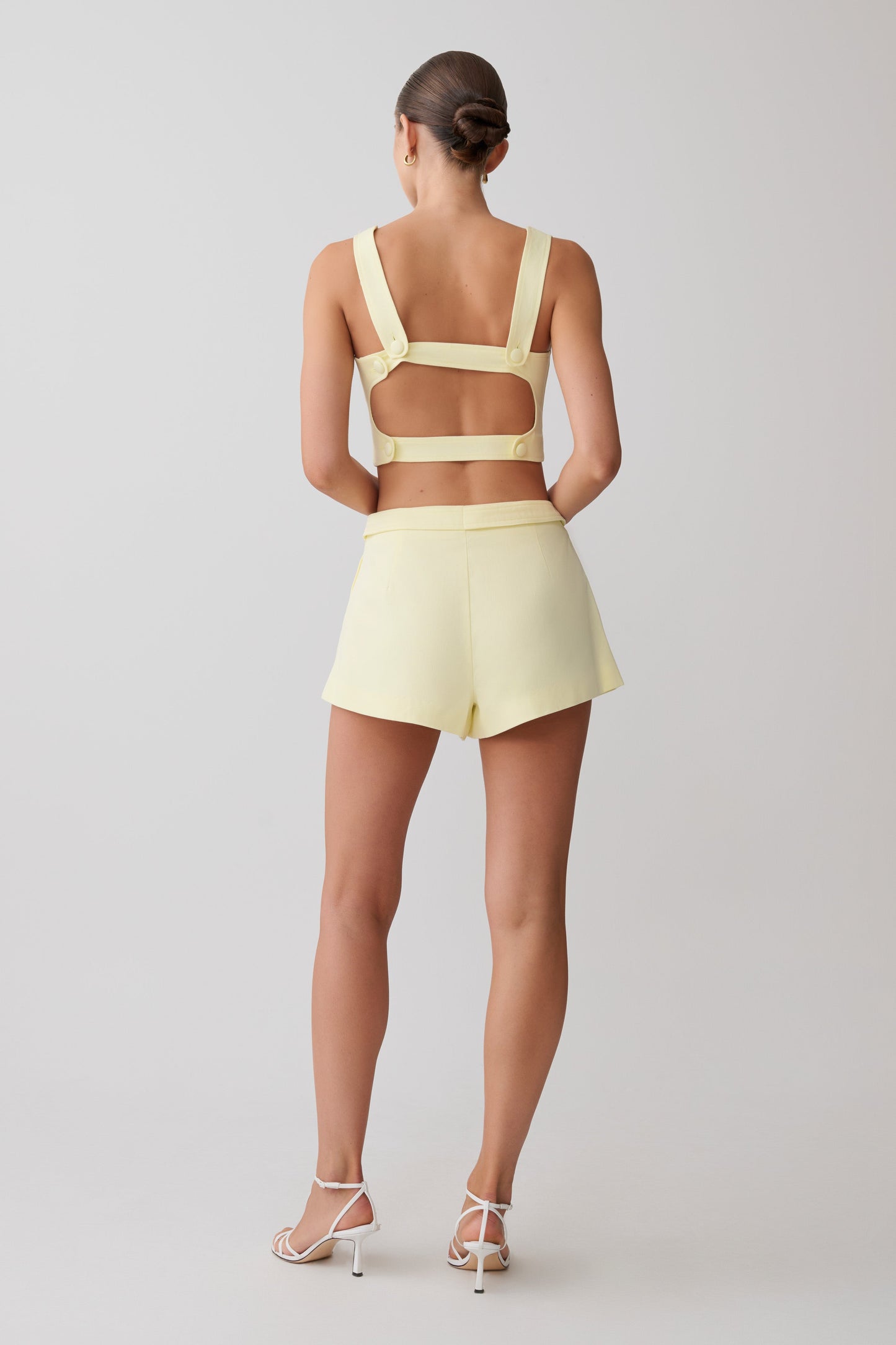 Josephine Crop Top With Open Back - Lemon