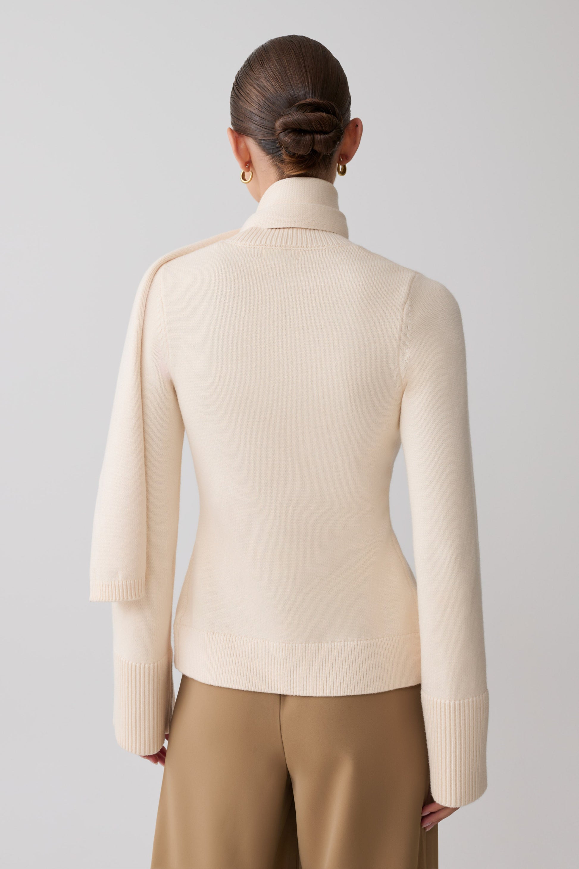 Lara Knit Cardigan With Scarf - Ivory #2