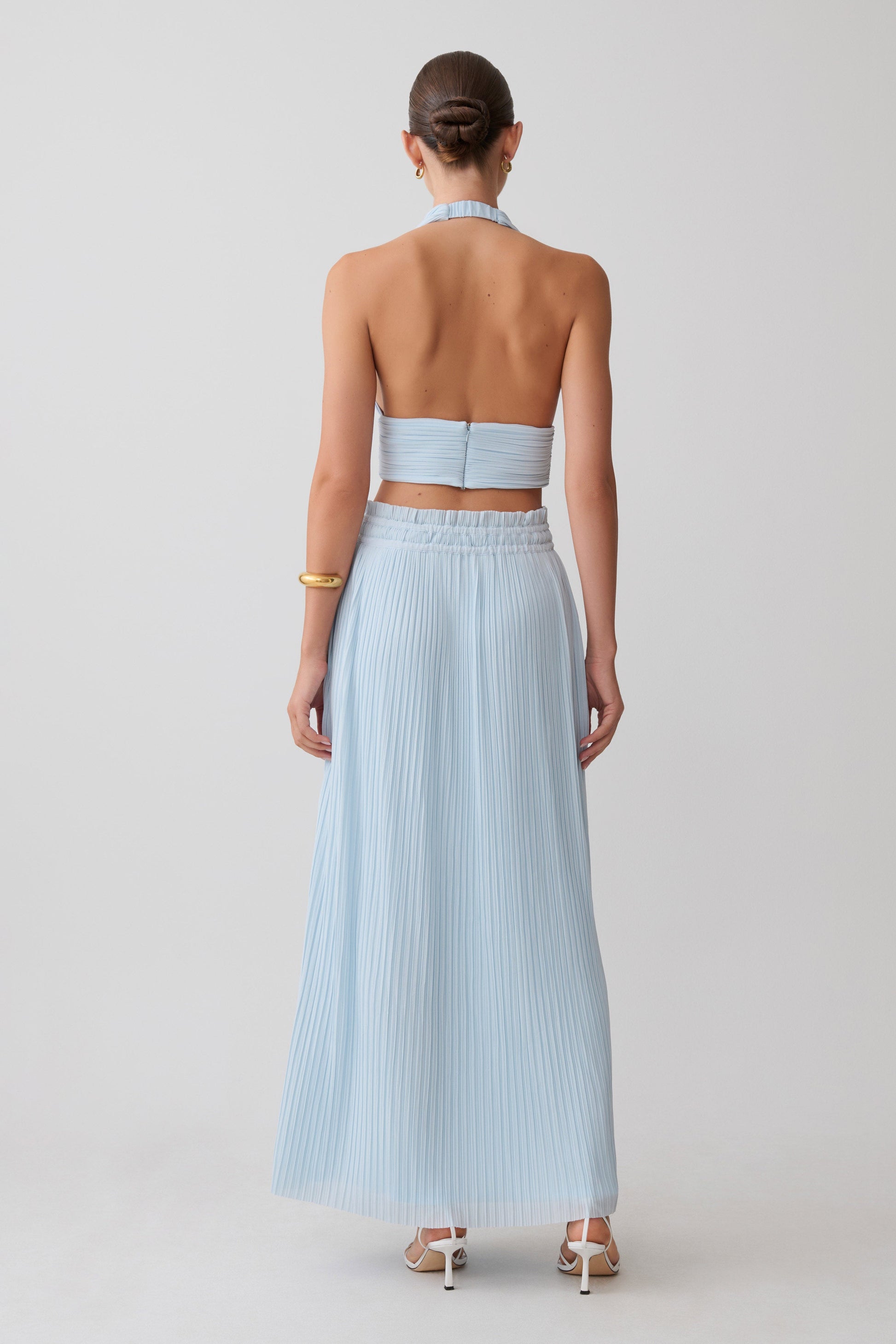 Amaris Gathered Plisse Maxi Skirt - Pale Blue #3
