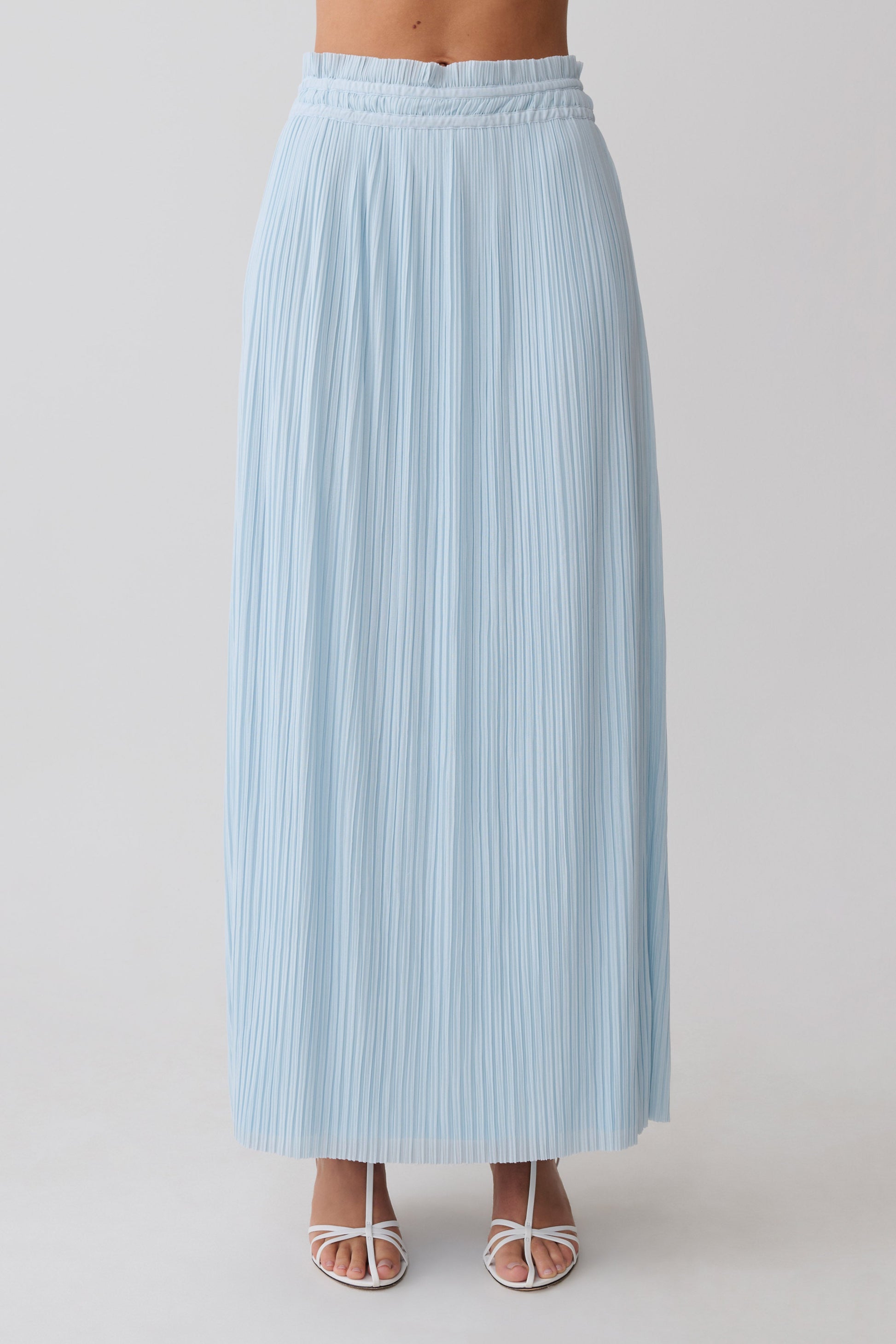Amaris Gathered Plisse Maxi Skirt - Pale Blue #8
