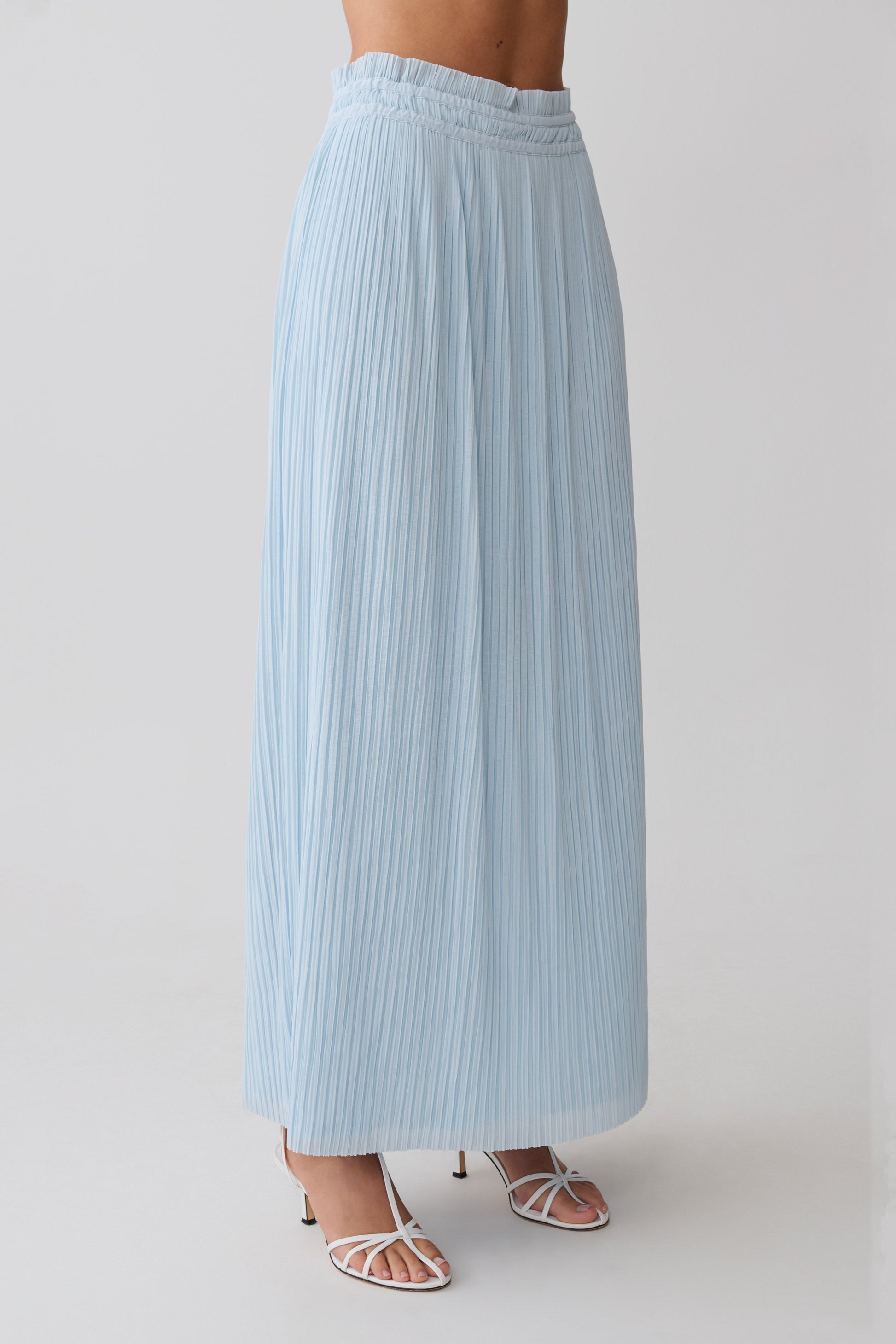 Amaris Gathered Plisse Maxi Skirt - Pale Blue #6