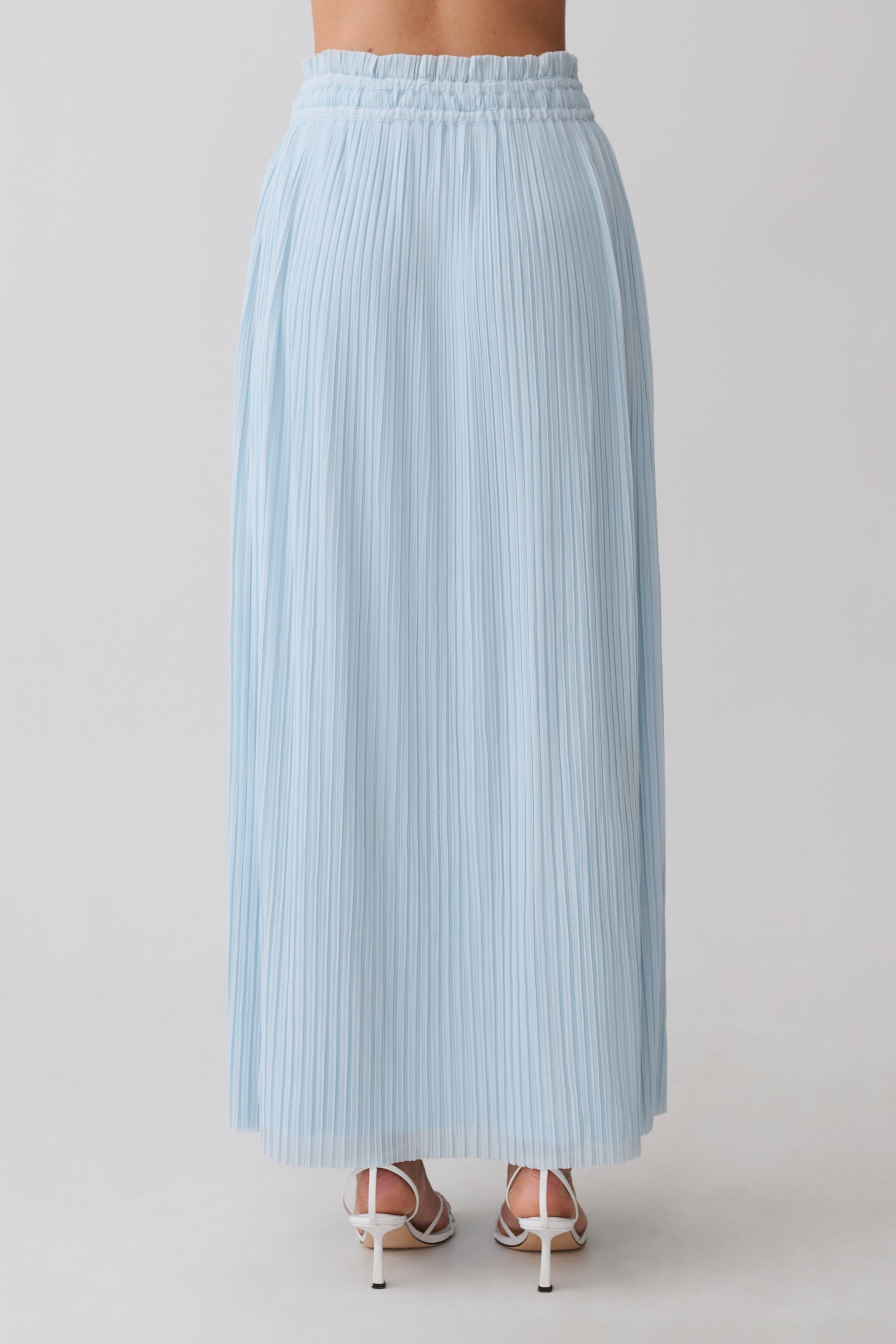 Amaris Gathered Plisse Maxi Skirt - Pale Blue #7