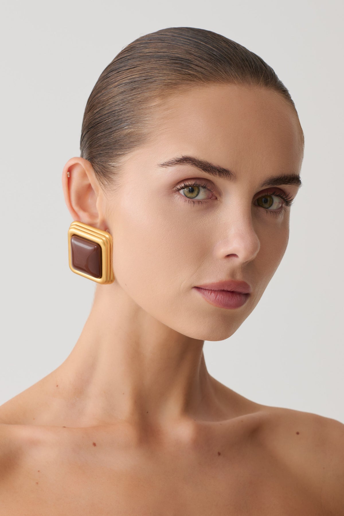 Inaya Square Stud Earring - Gold #4