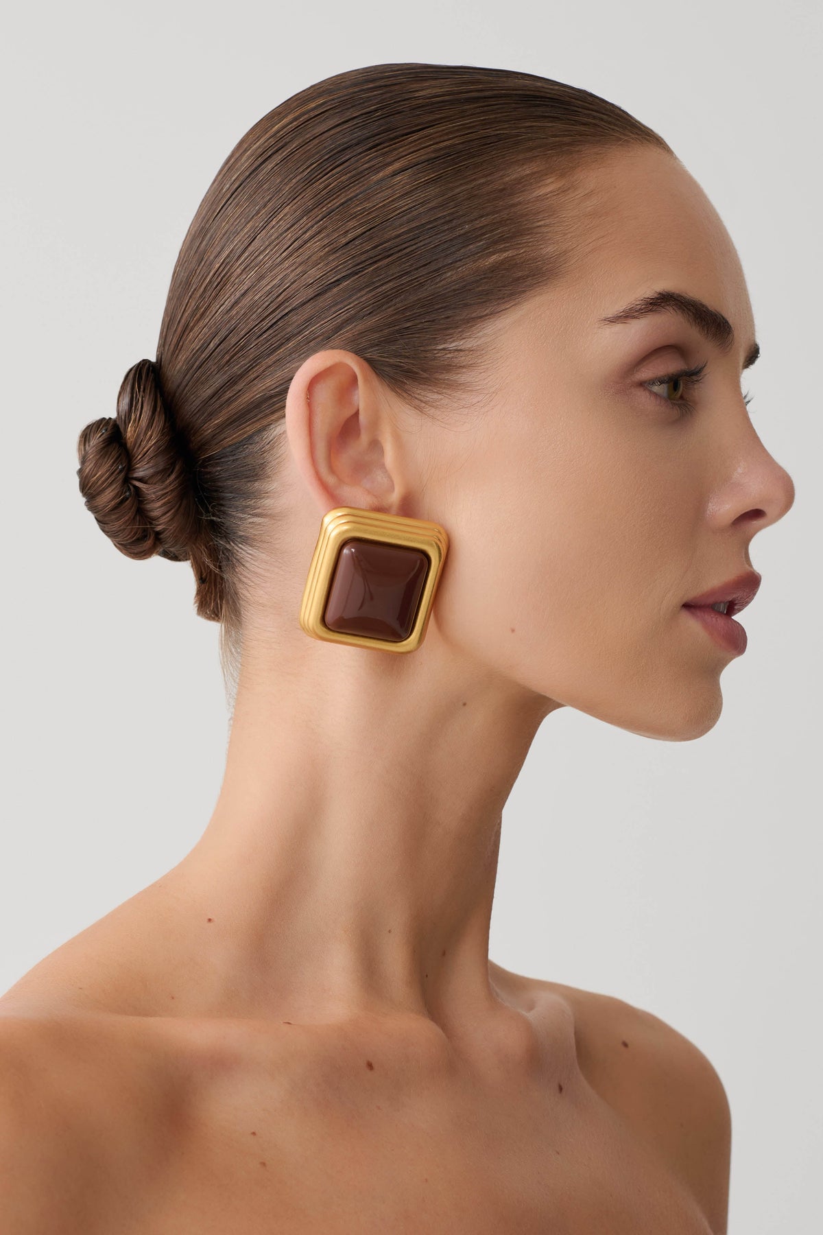 Inaya Square Stud Earring - Gold #2