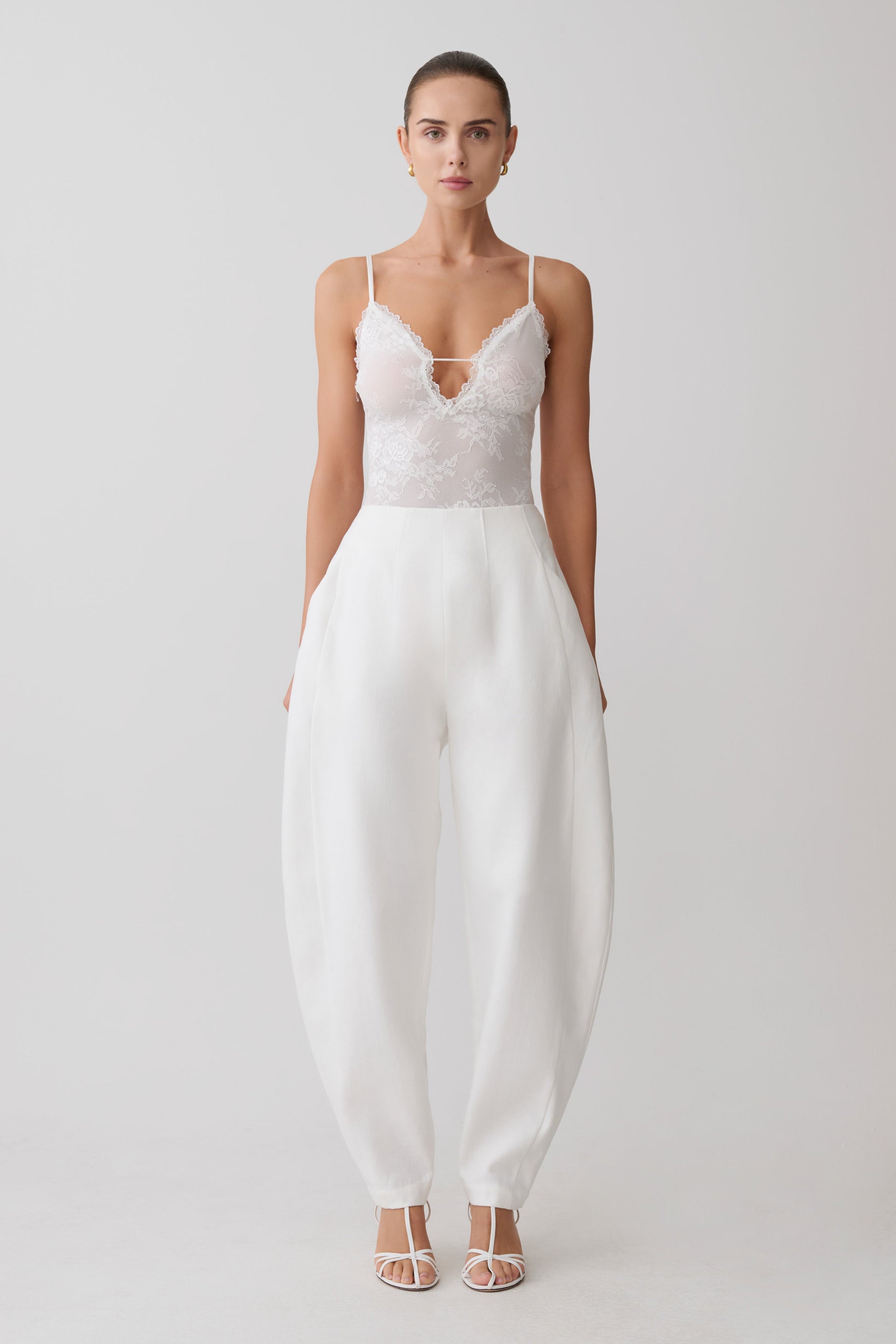 Jasper Sheer Plunge Lace Bodysuit - Ivory #5