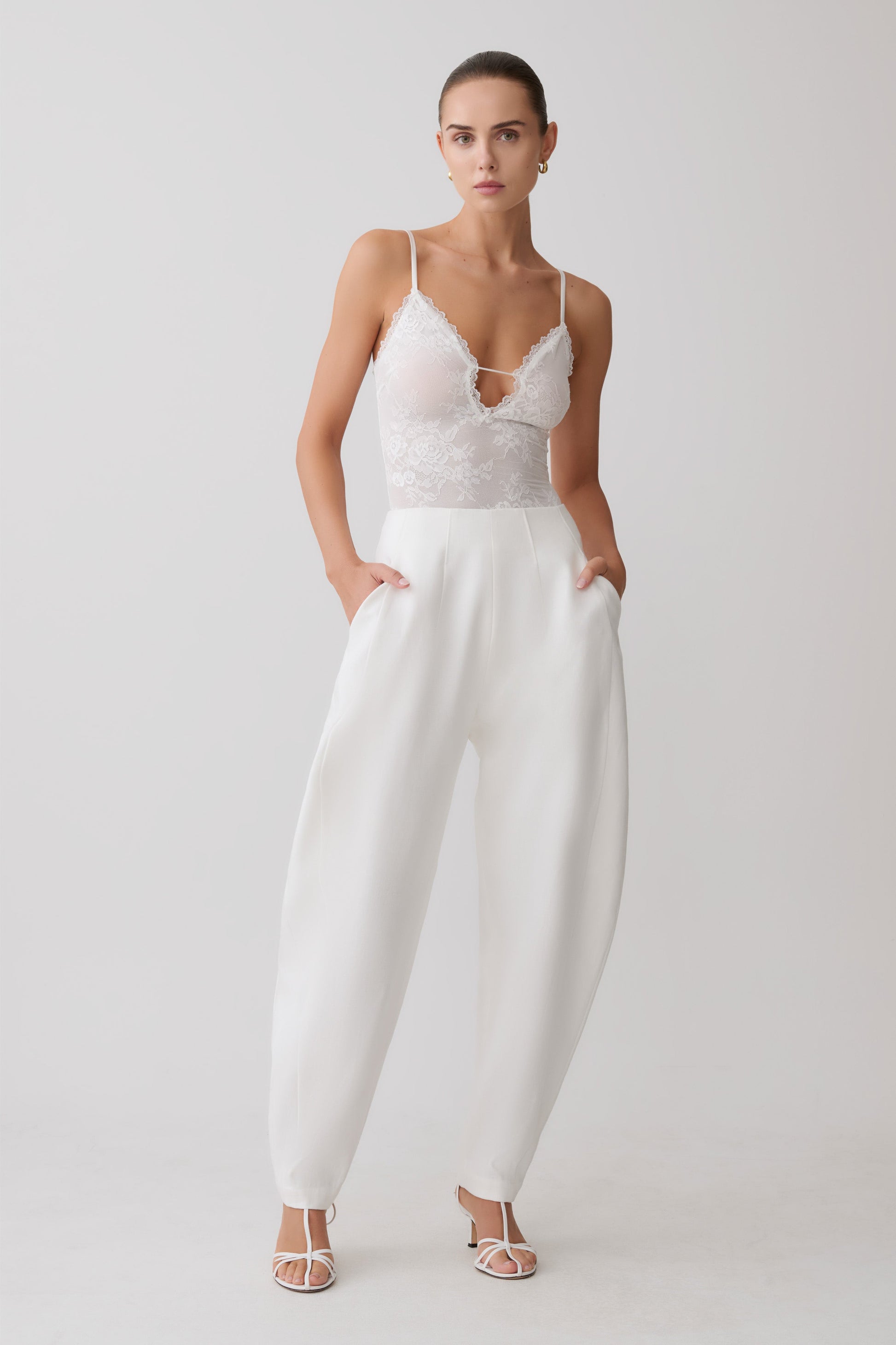 Oriana Linen Oversize Pants - White #6