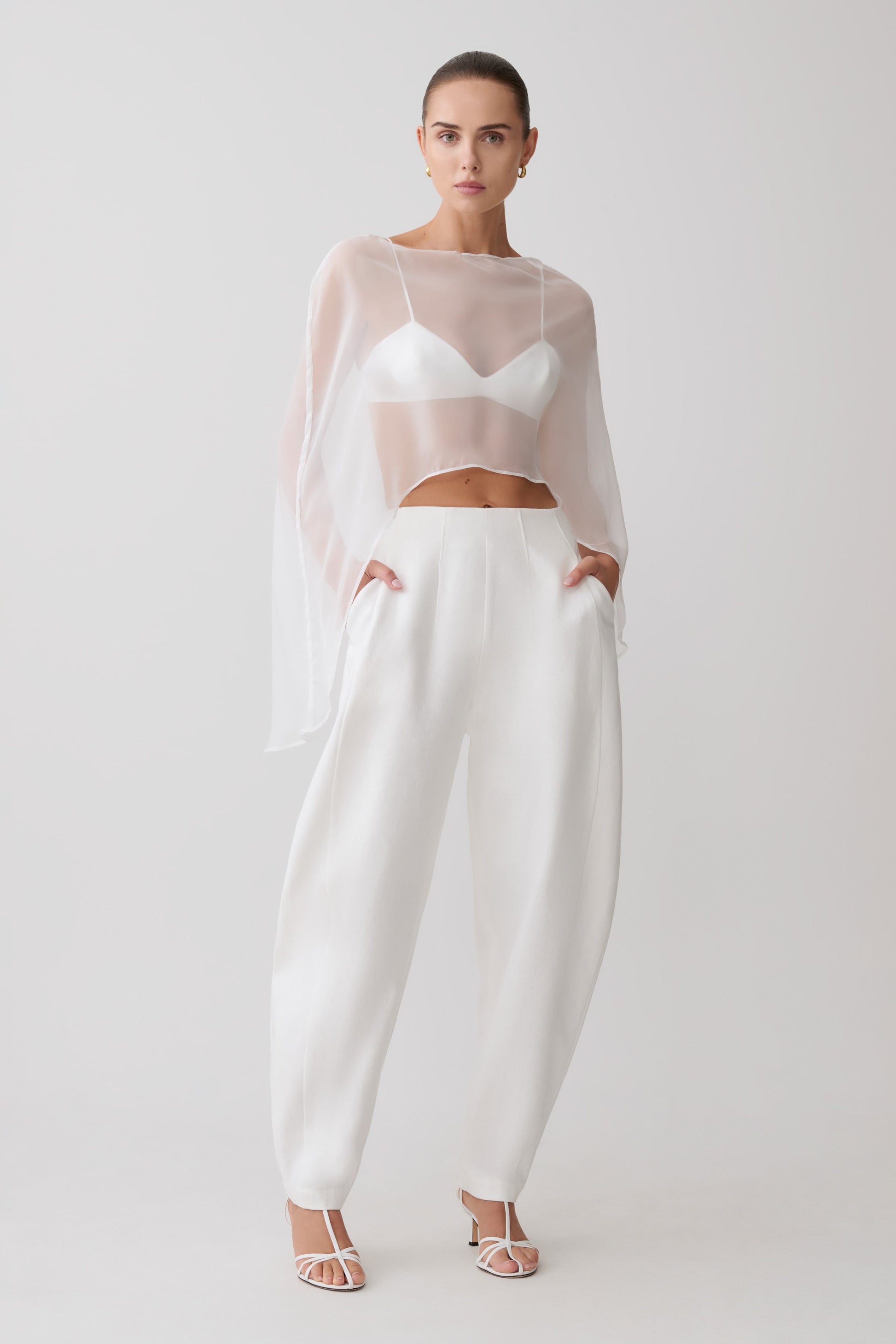 Oriana Linen Oversize Pants - White #9