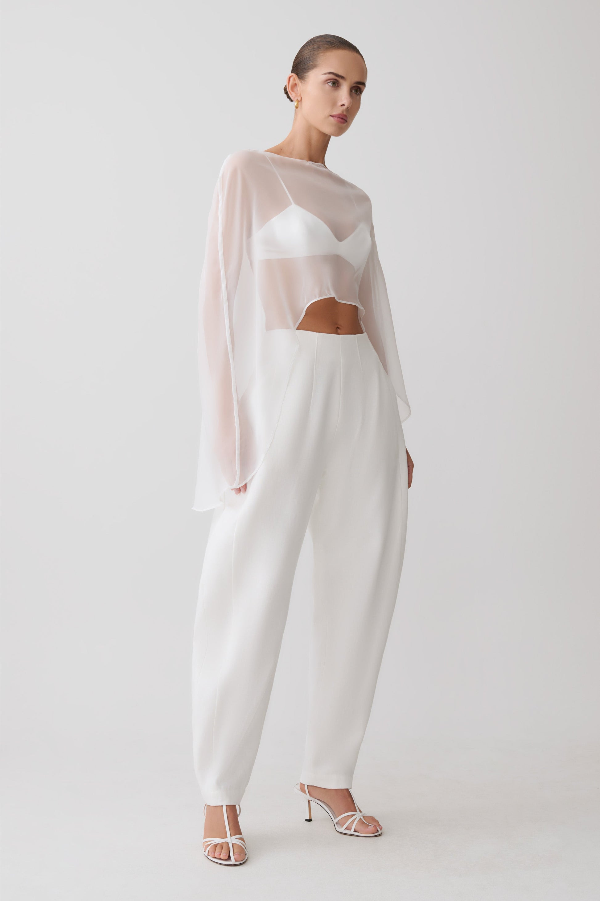 Kirstine Bralette With Chiffon Cape - Ivory #7