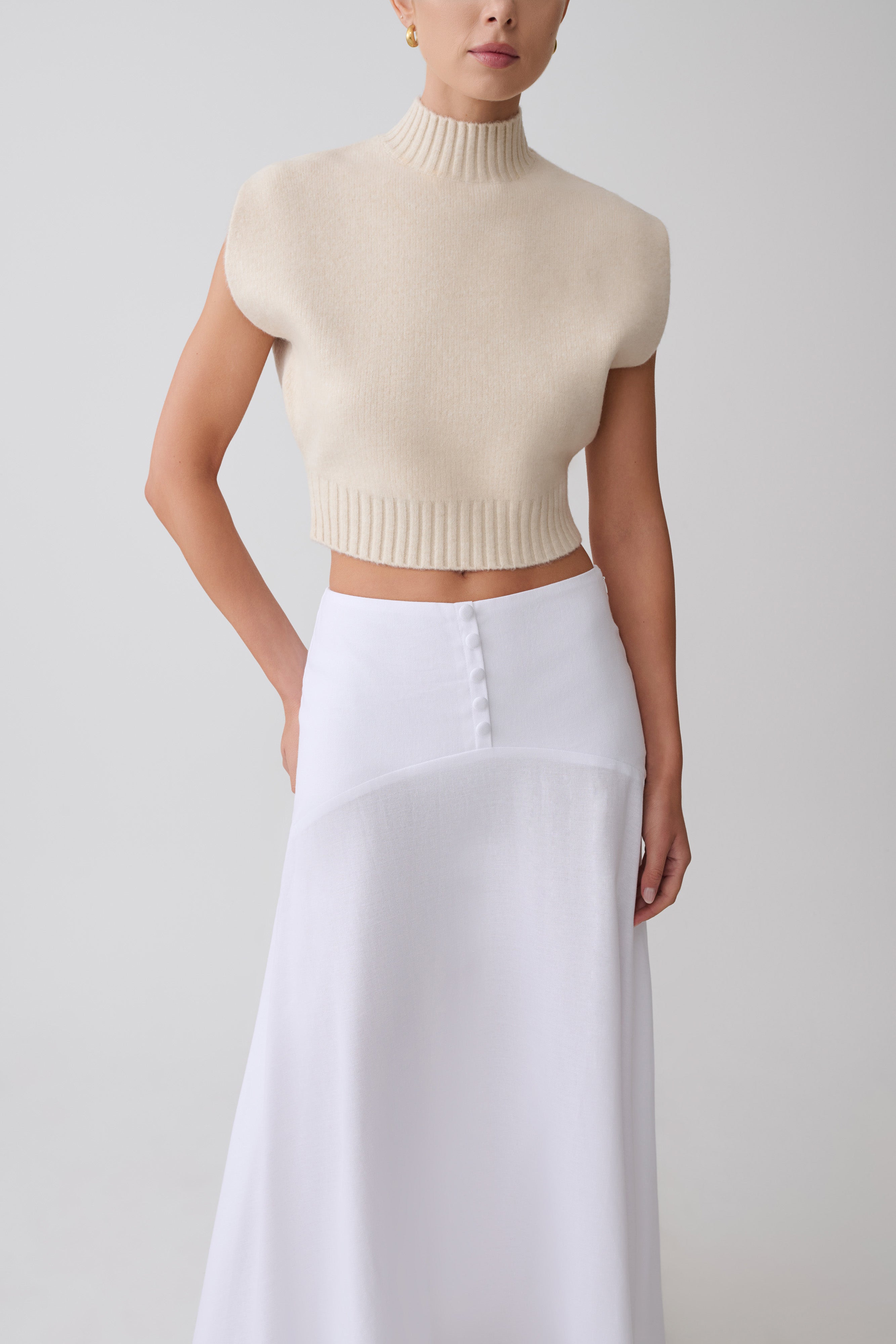 Niko Knit Oversized Top - Ivory | MESHKI UK