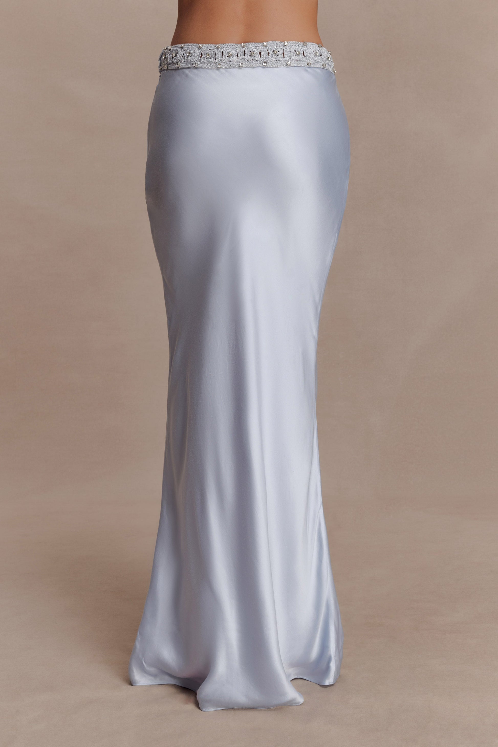 Clementine Chiffon Hand Beaded Maxi Skirt - Pale Blue #5