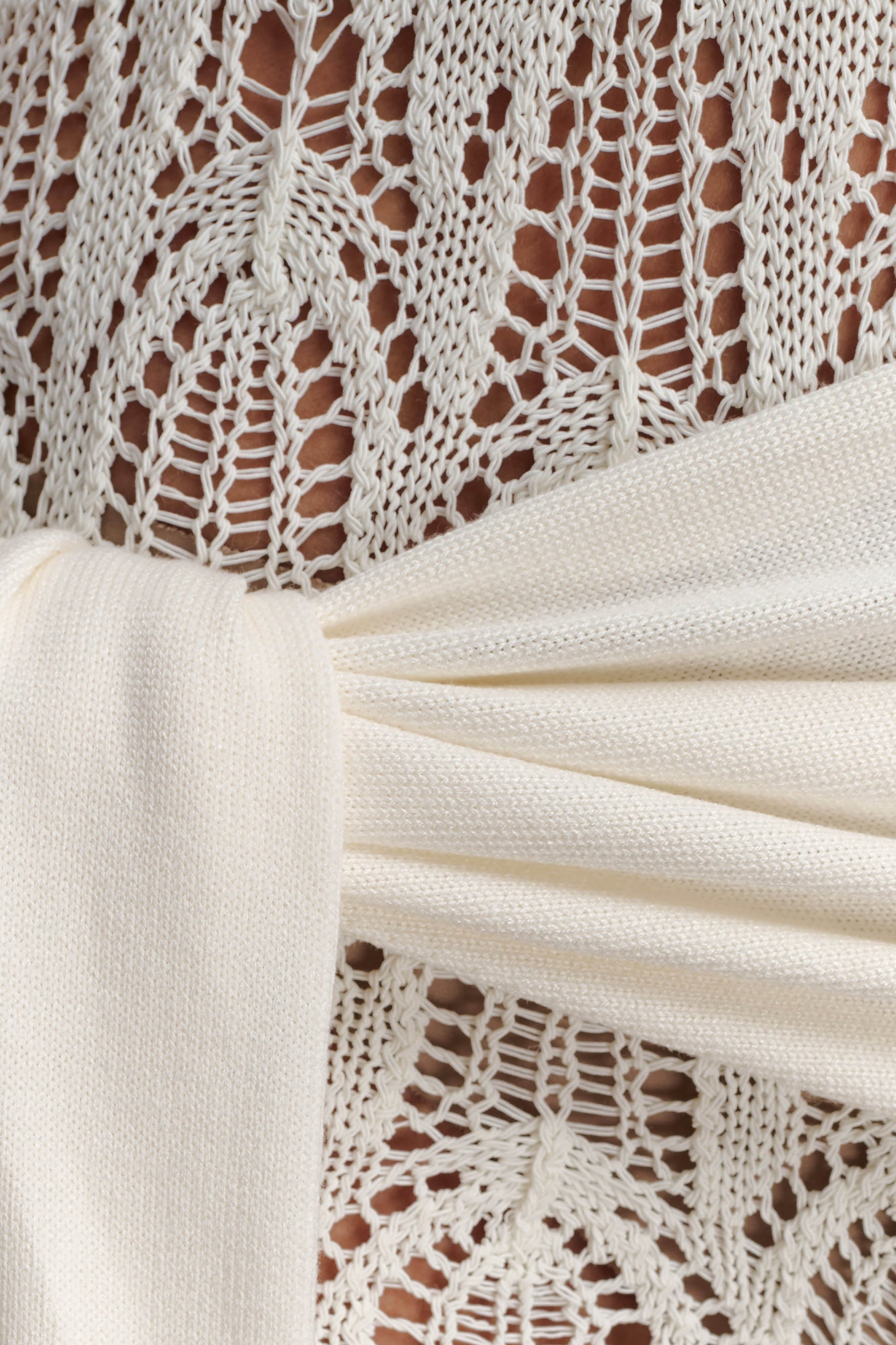 Liora Crochet Shorts With Knit Overlay - Ivory #7