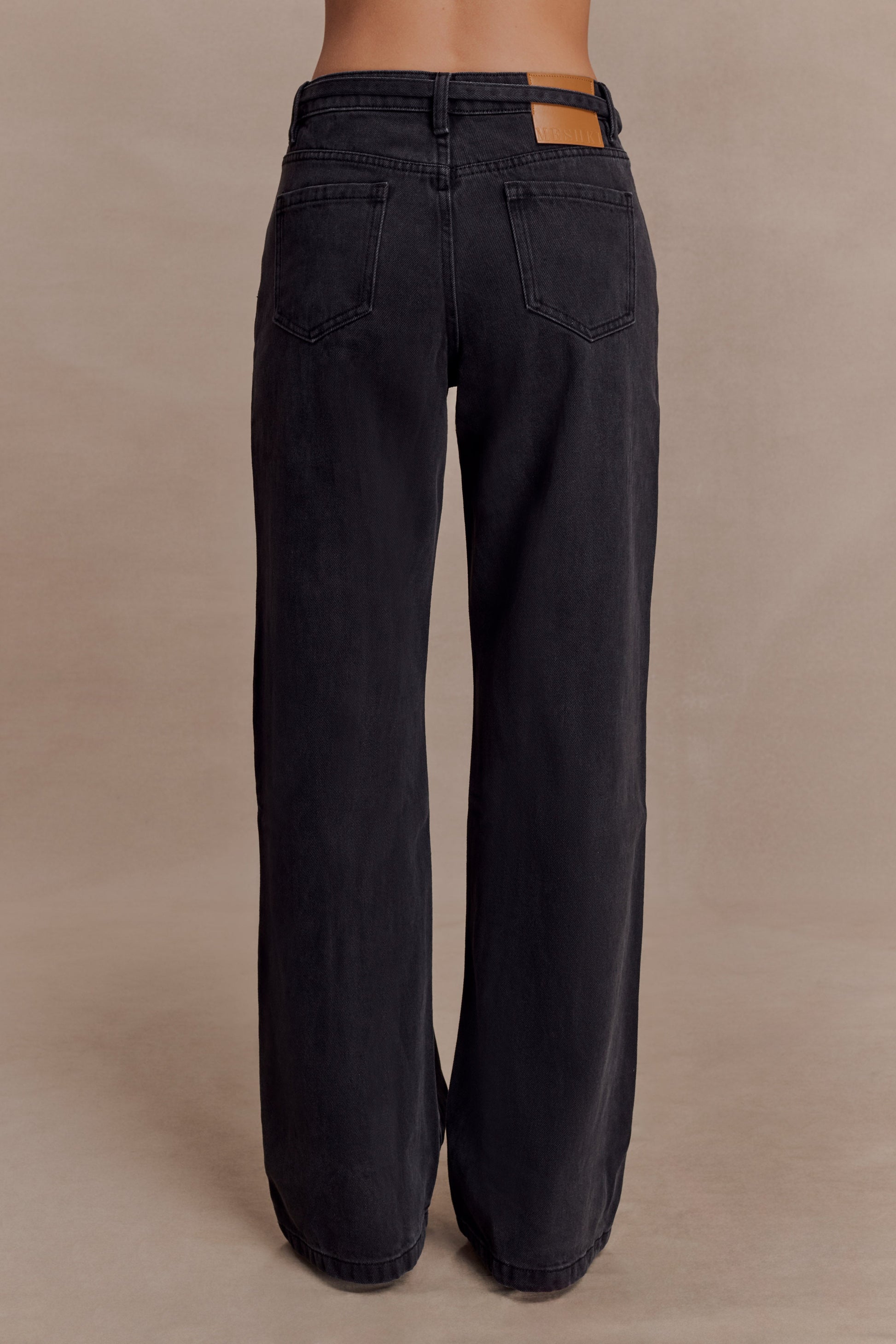 Perrie Mid Rise Straight Leg Tie Jeans - Washed Black #2
