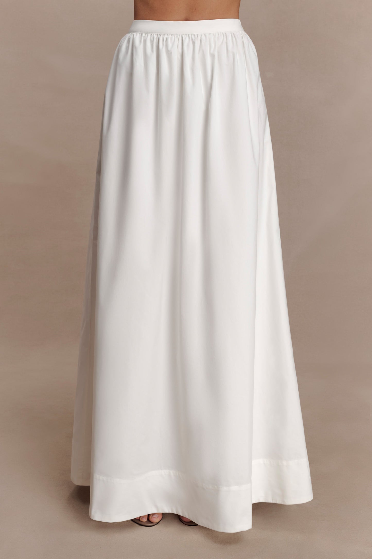 River Gathered Maxi Skirt - White