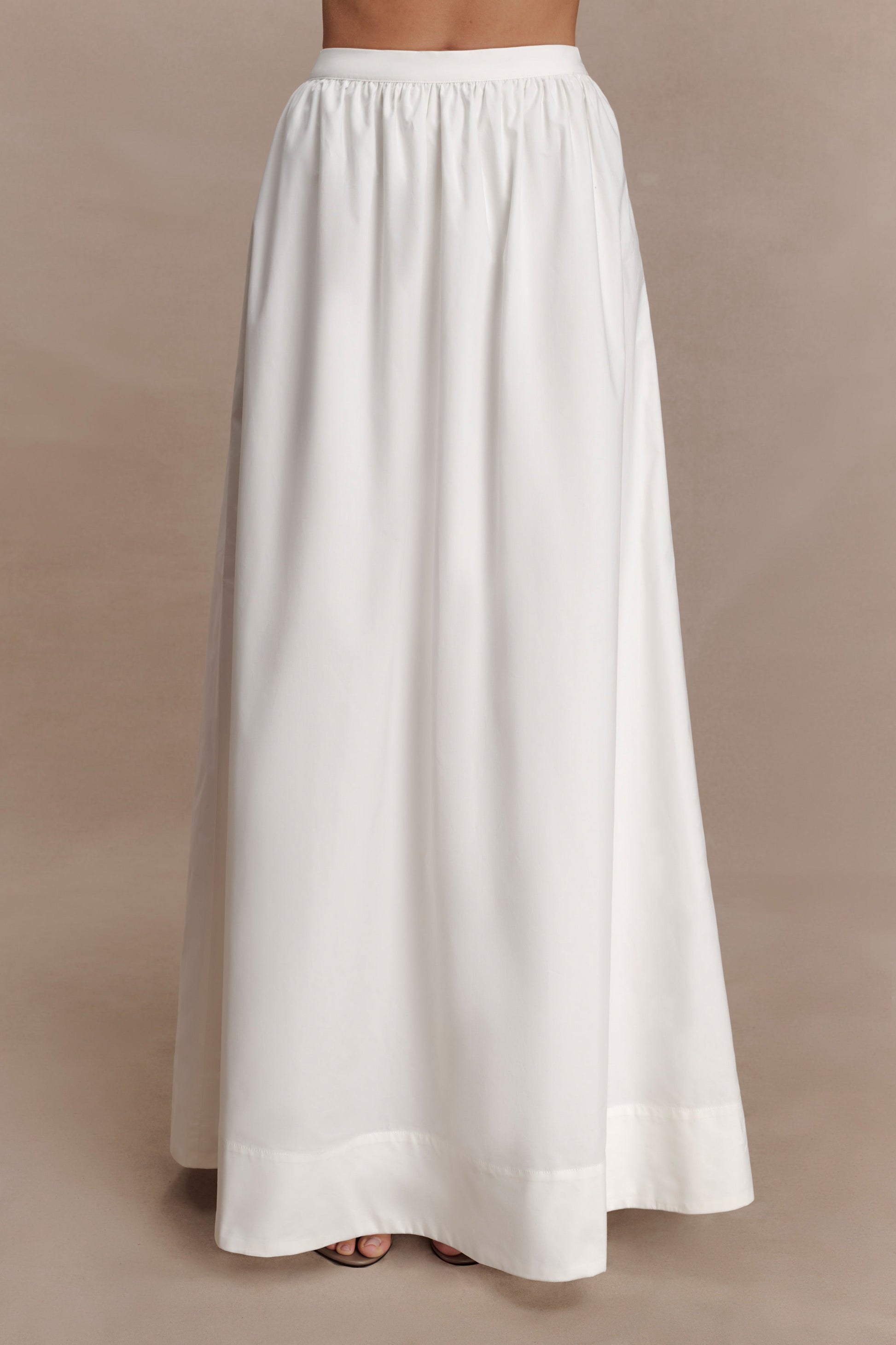 River Gathered Maxi Skirt - White