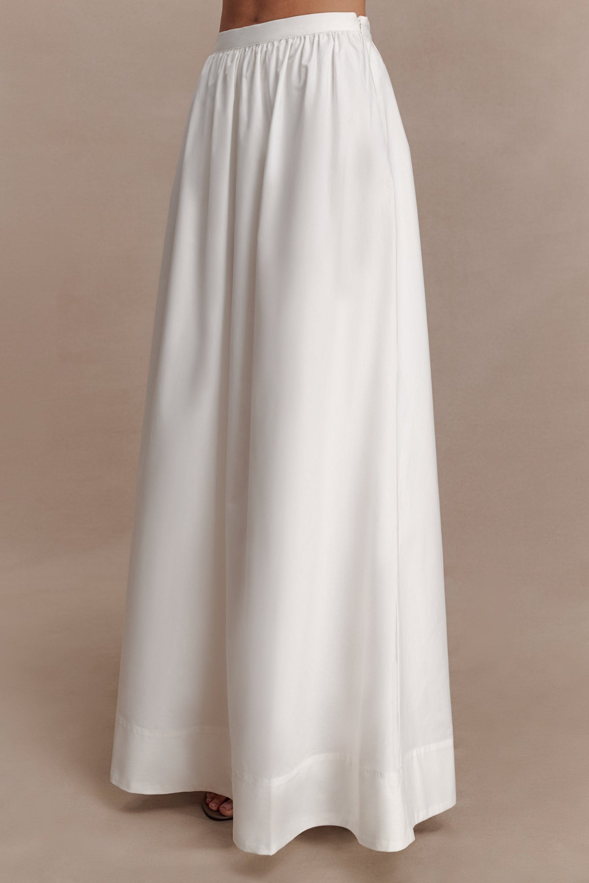 River Gathered Maxi Skirt - White