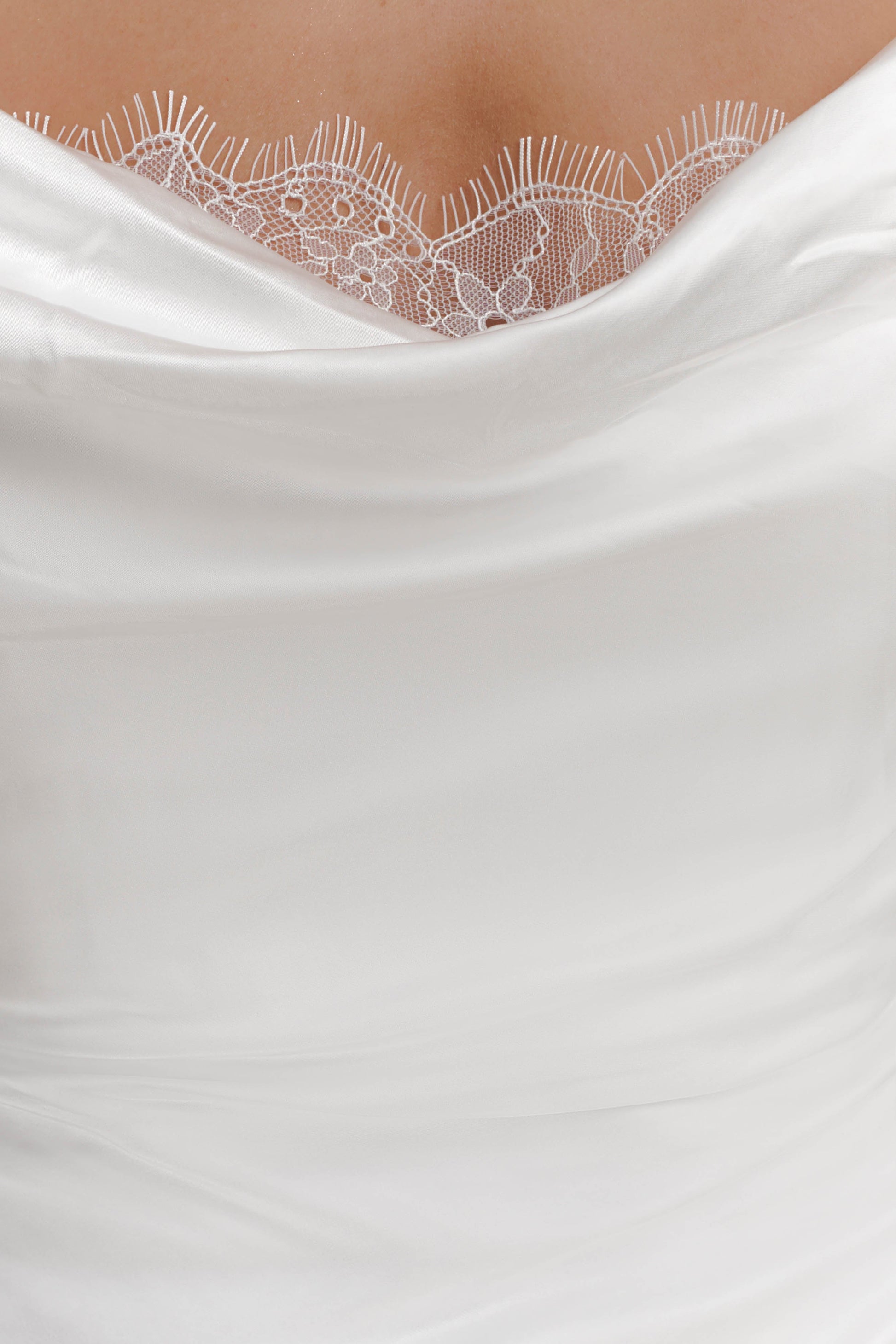 Ashley Cowl Neck Lace And Satin Maxi Dress - Ivory #9