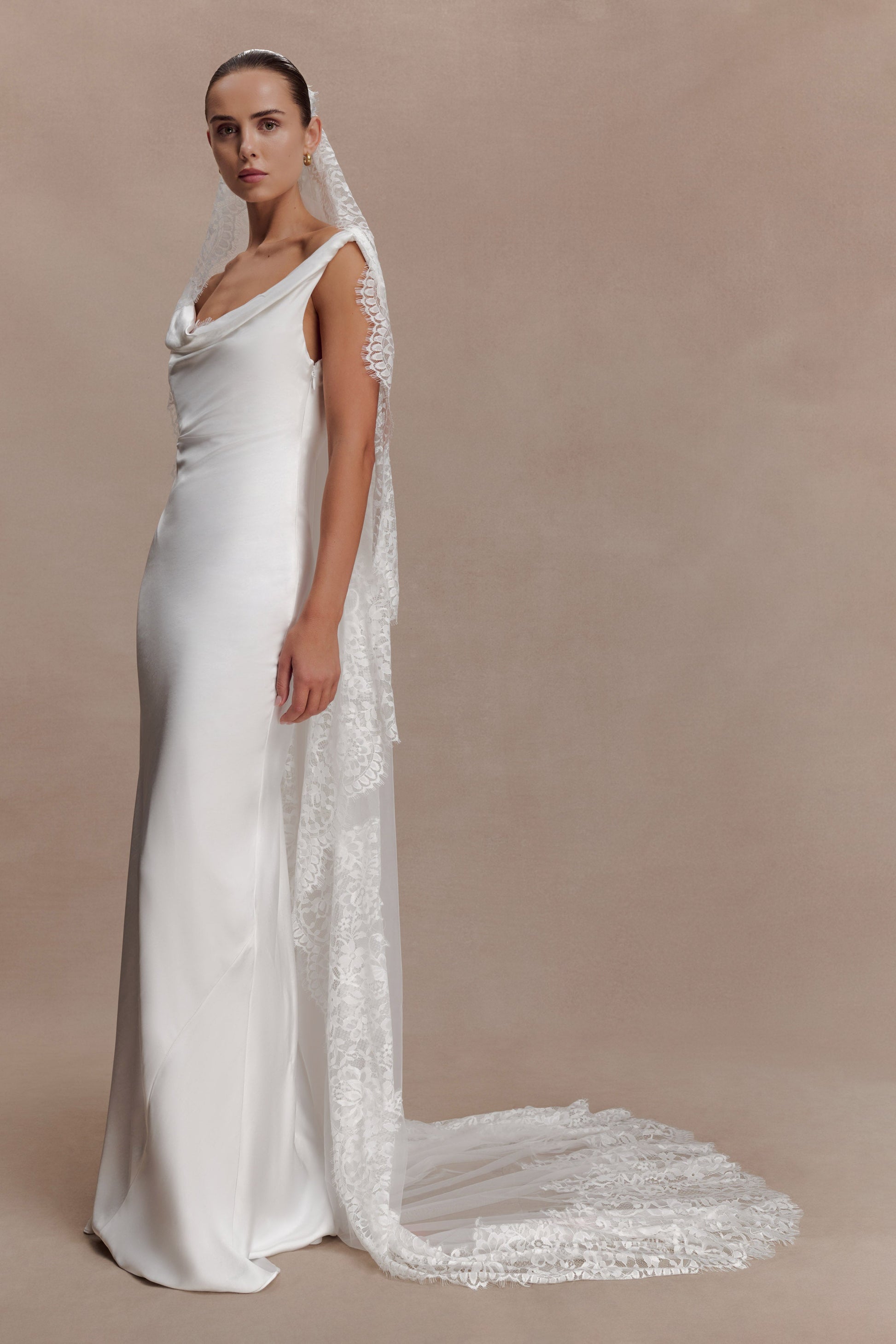 Cassia Lace Trim Veil - White #3