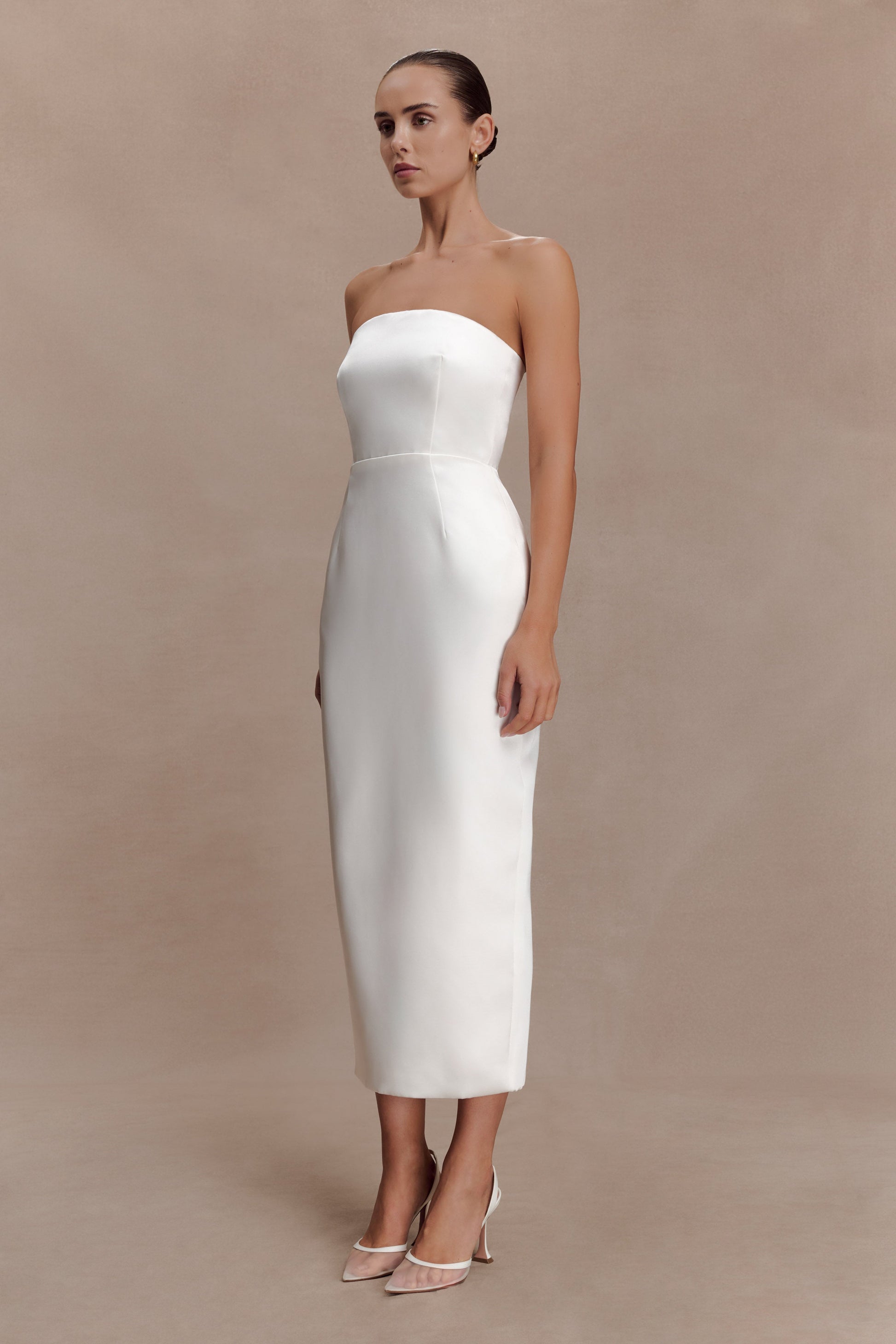 Ophelia Peplum Satin Maxi Dress - Ivory #3
