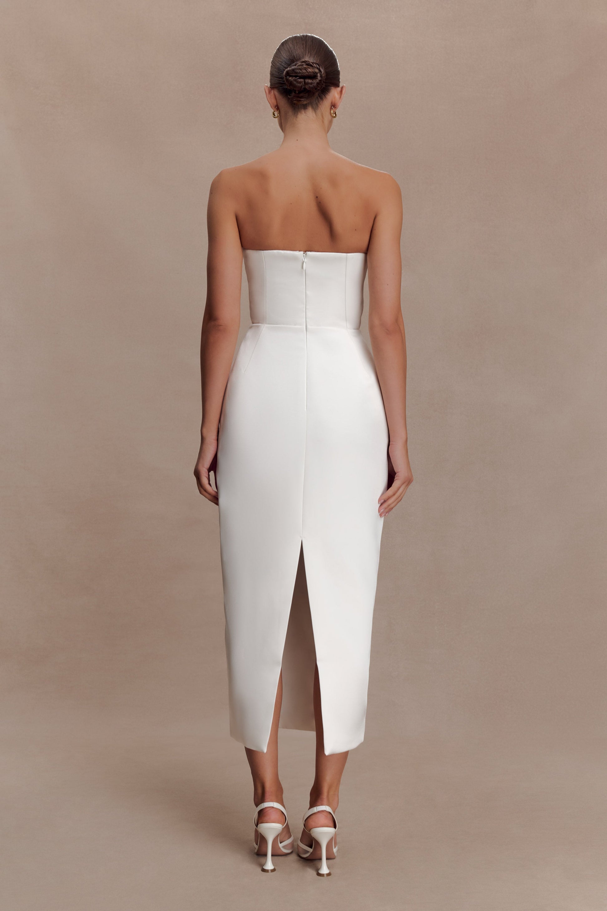 Ophelia Peplum Satin Maxi Dress - Ivory #2