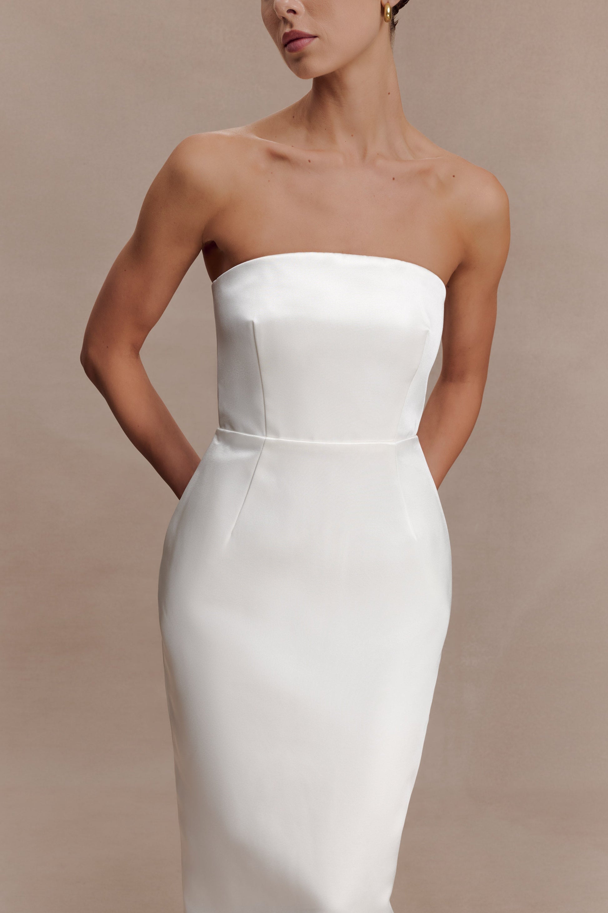 Ophelia Peplum Satin Maxi Dress - Ivory #4