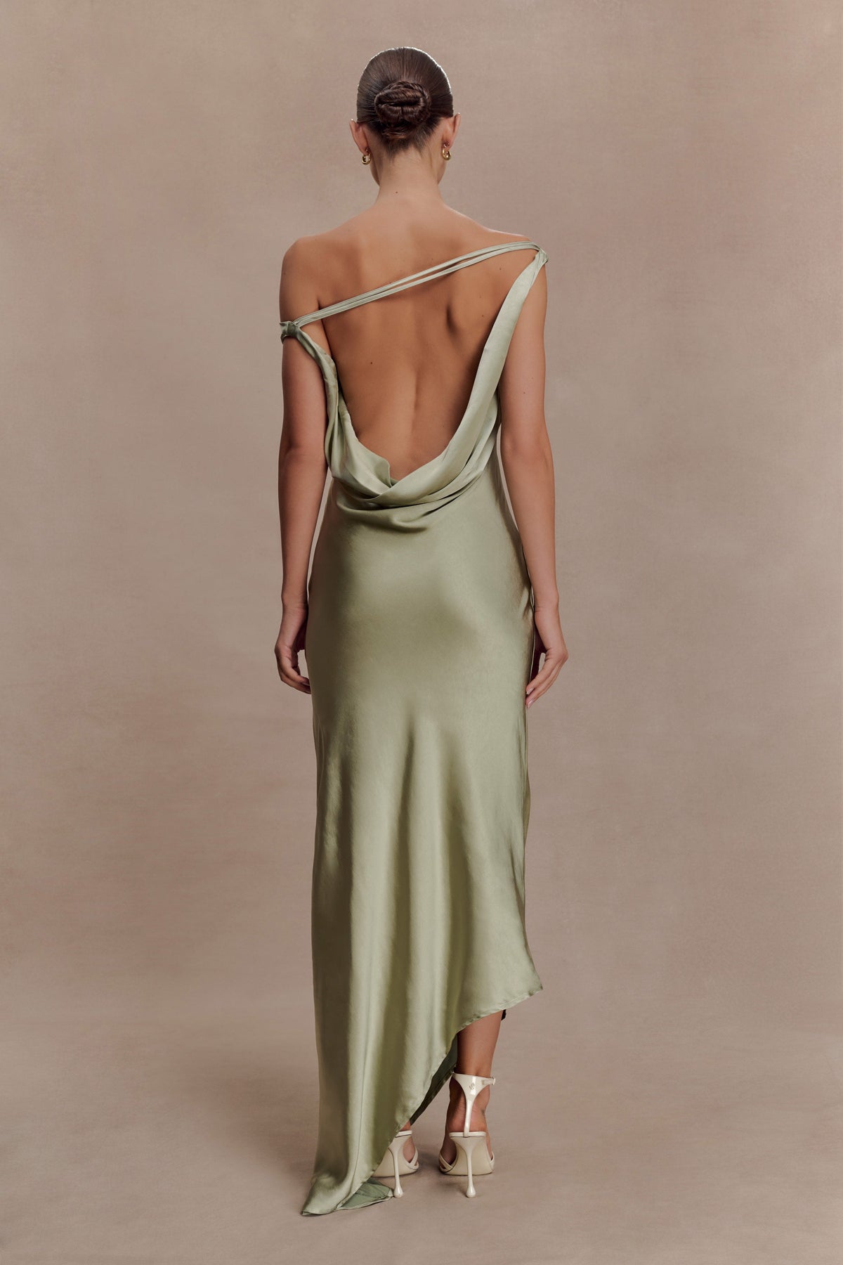 Yvette Slip Maxi Dress With Asymmetrical Hem - Sage #5
