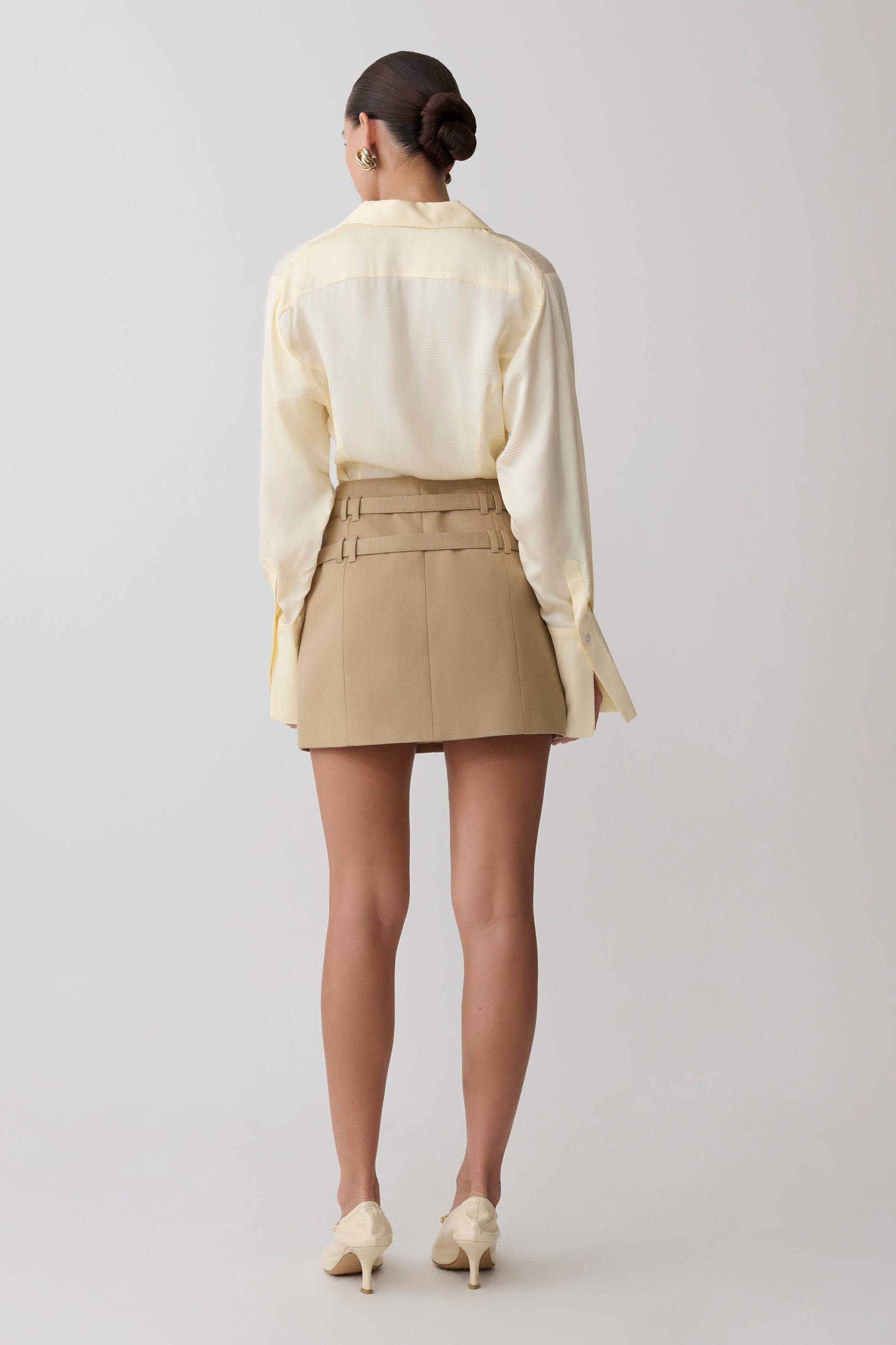Marielle Double Belt Mini Skirt - Taupe #2