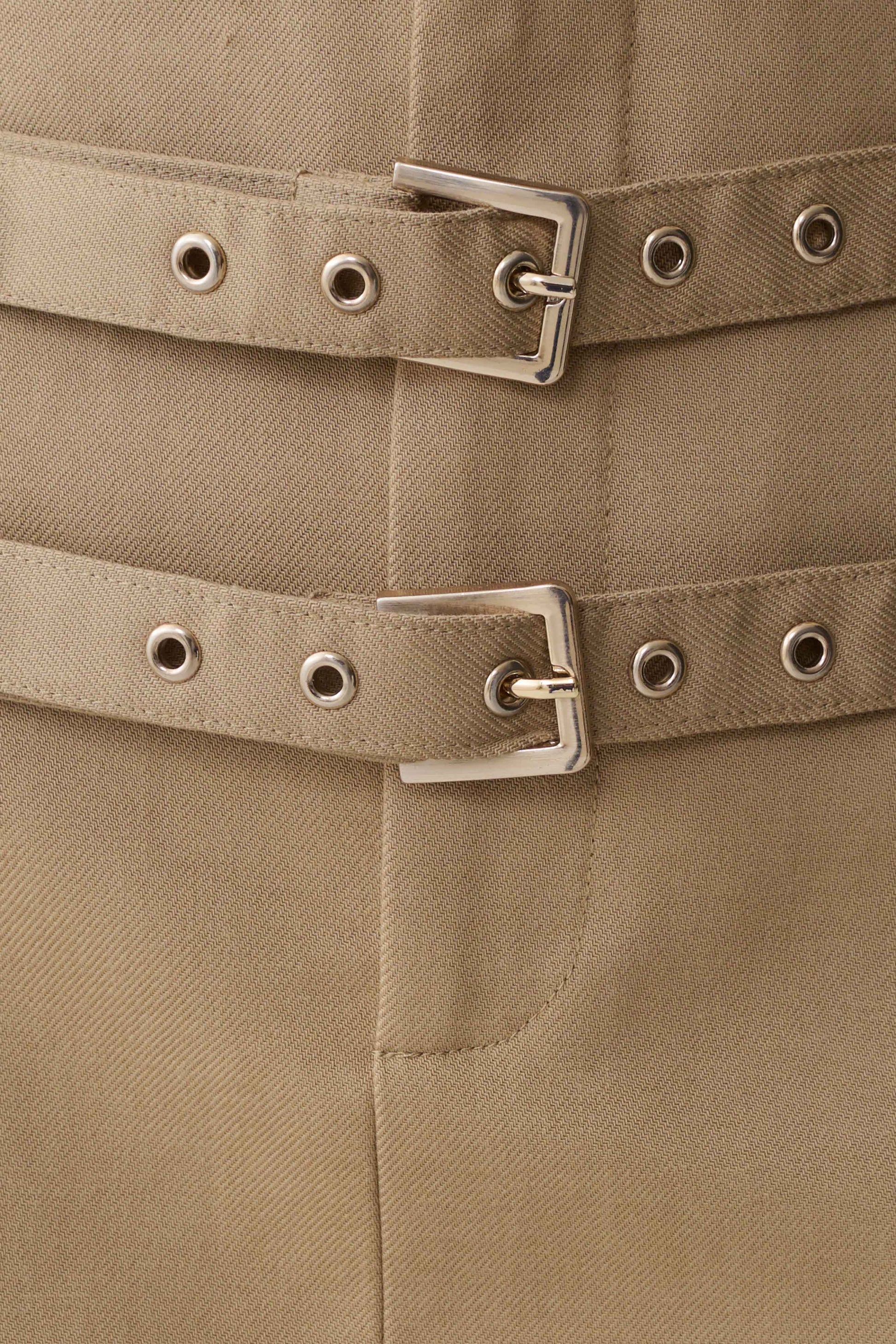 Marielle Double Belt Mini Skirt - Taupe #11