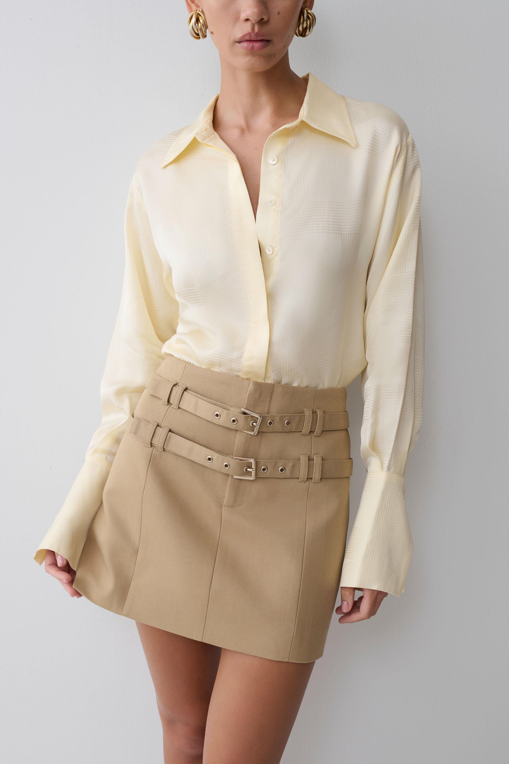 Marielle Double Belt Mini Skirt - Taupe #6