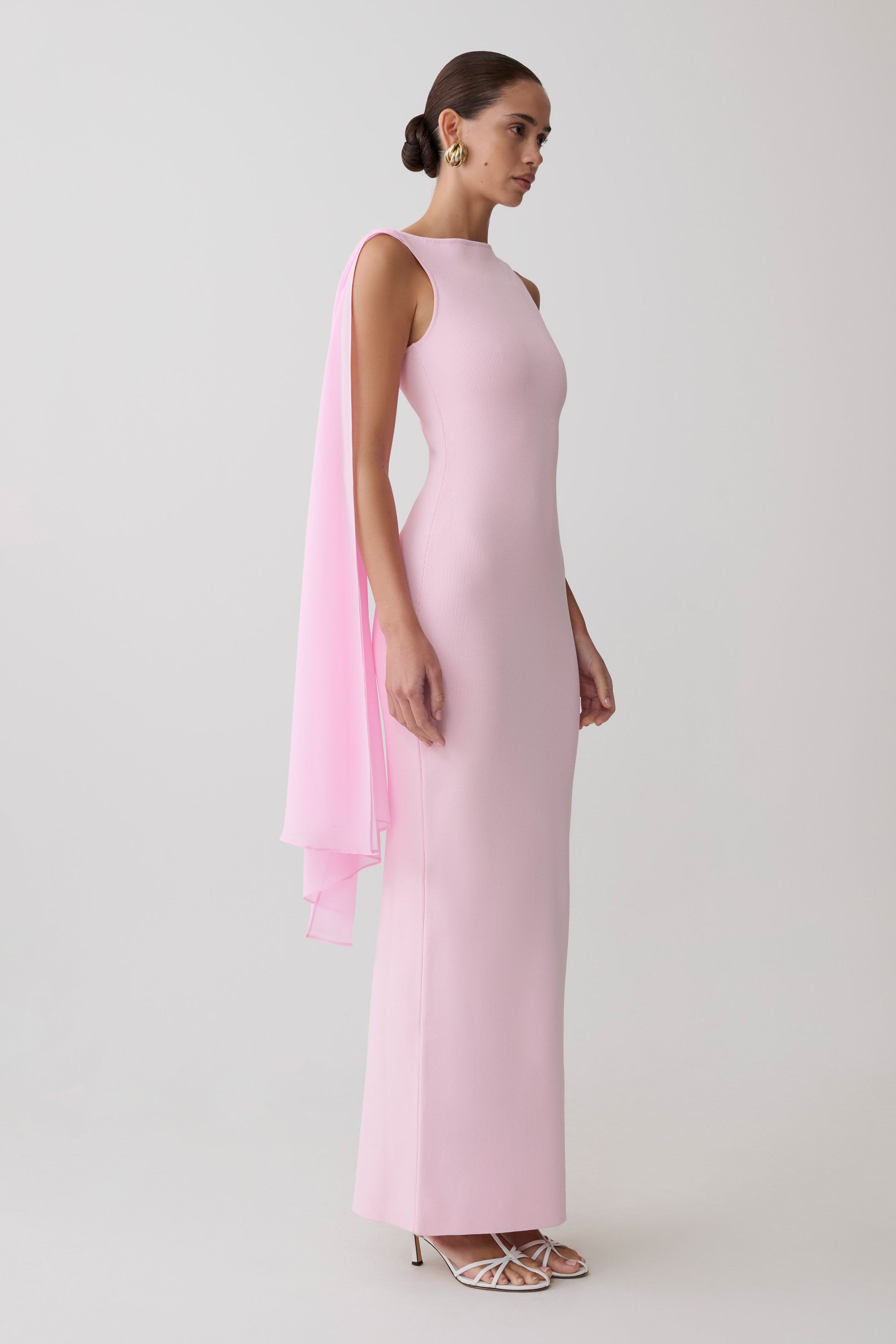 Farid Bandage Maxi Dress With Chiffon - Baby Pink #4