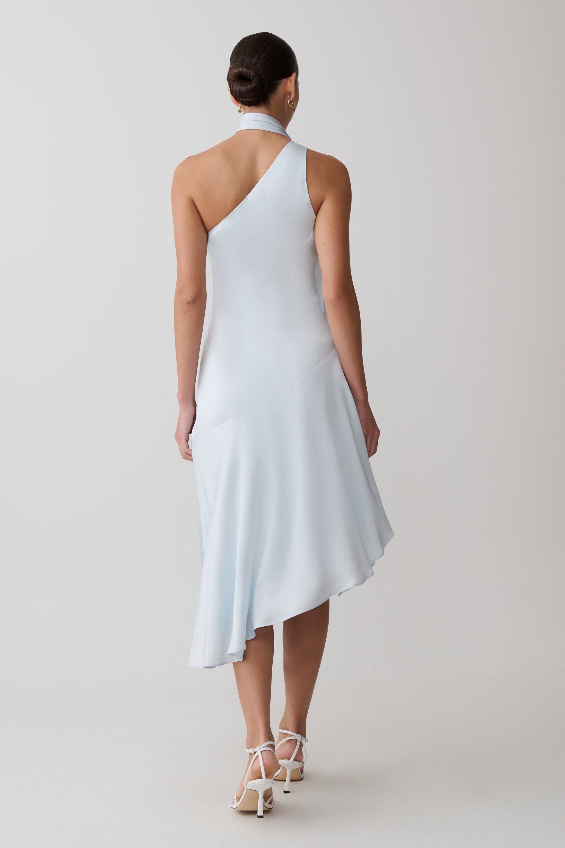 Evelina Halter Asymmetric Hem Midi Dress - Ice Blue #2