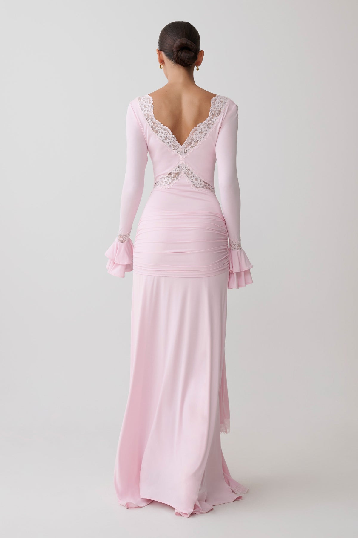 Electra Slinky Lace Maxi Dress - Ballet Pink #2