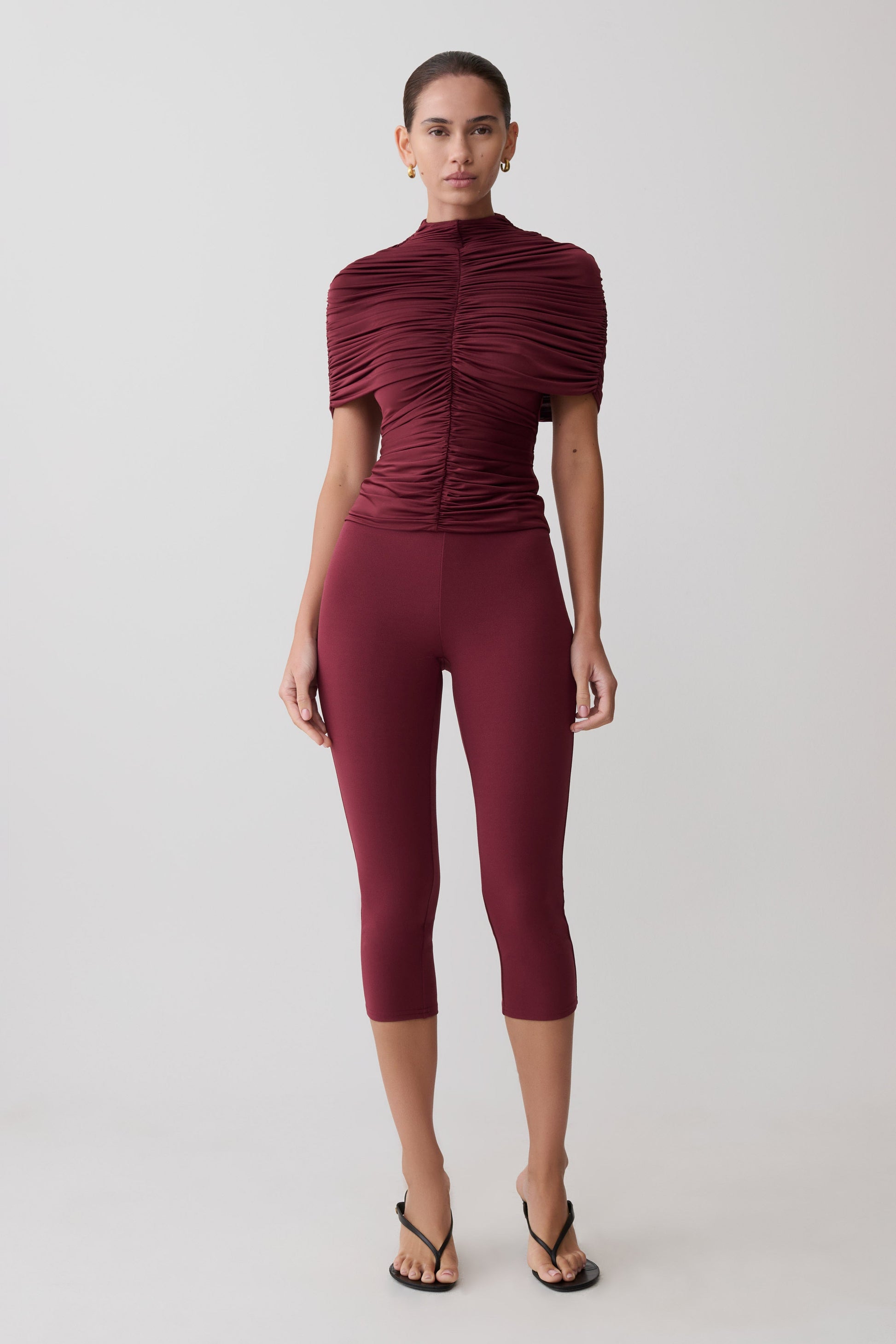 Blanca Stretch Crepe Capri Pants - Mahogany #2