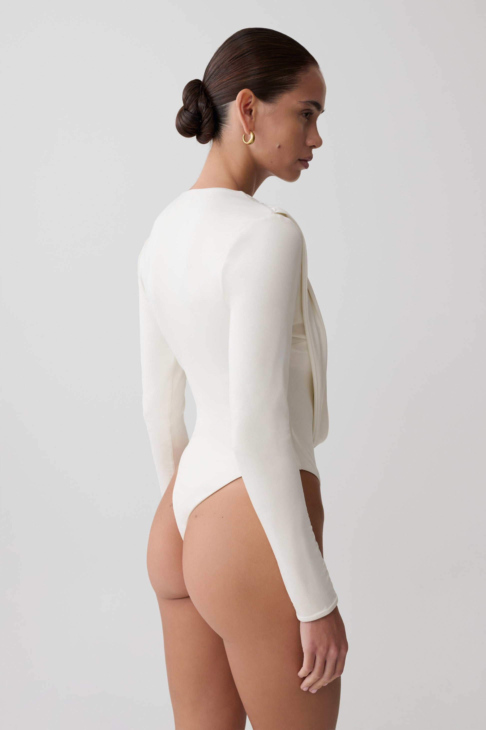 Ren Cowl Long Sleeve Slinky Bodysuit - Ivory #5
