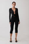 Ren Cowl Long Sleeve Slinky Bodysuit - Black