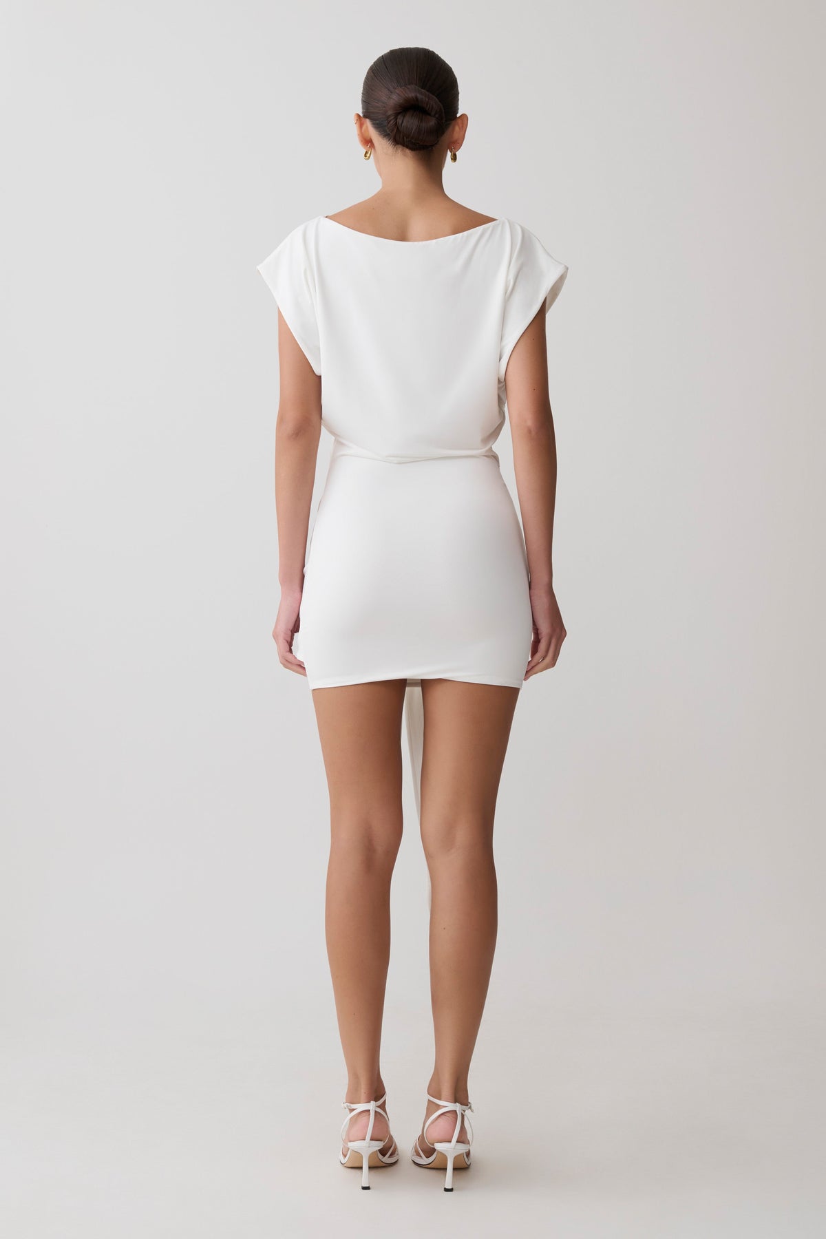 Maiara Shortsleeve Slinky Tie Mini Dress - White #2