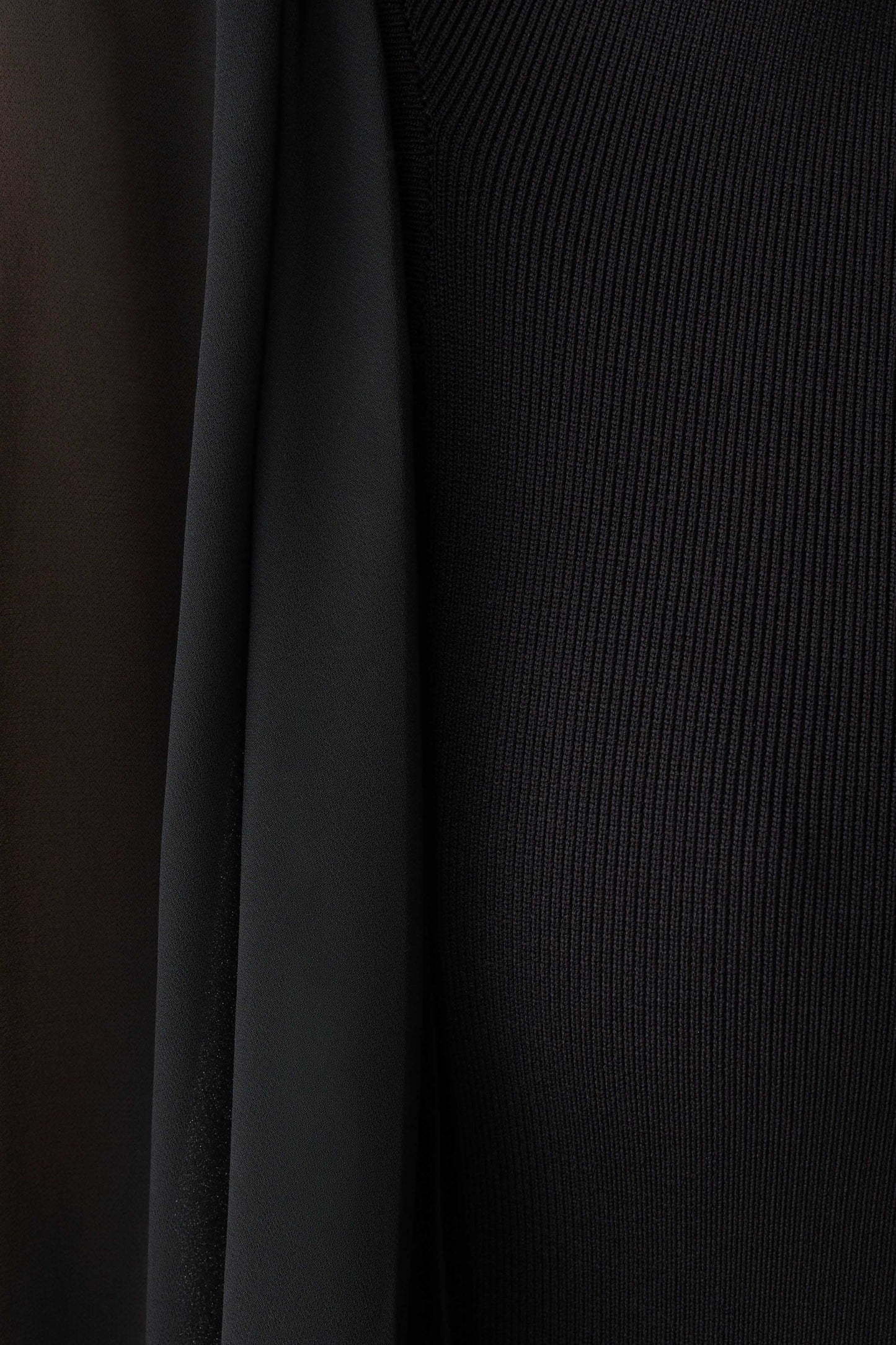 Farid Bandage Midi Dress With Chiffon - Black