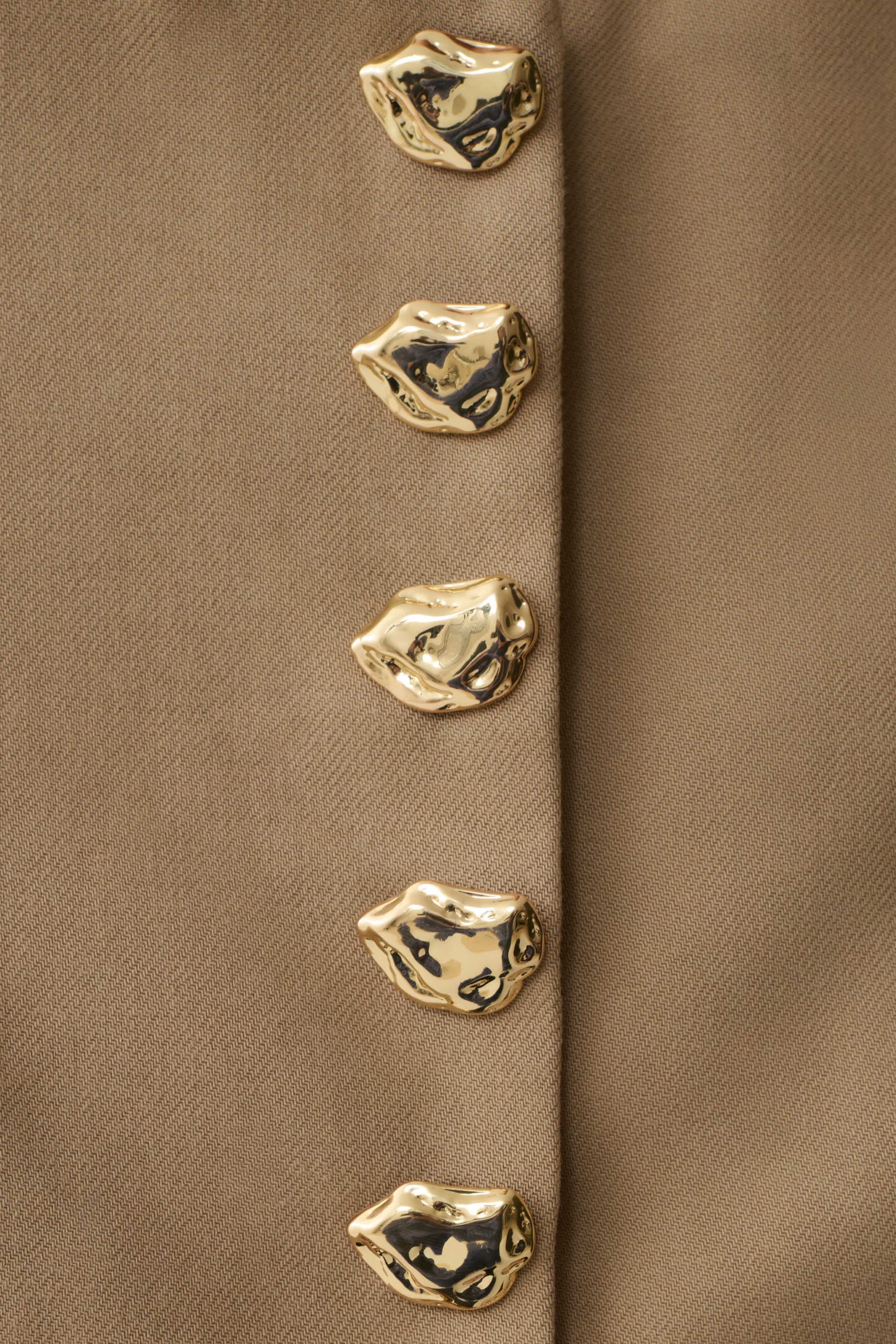 Marielle Button Up Cropped Jacket - Taupe #7