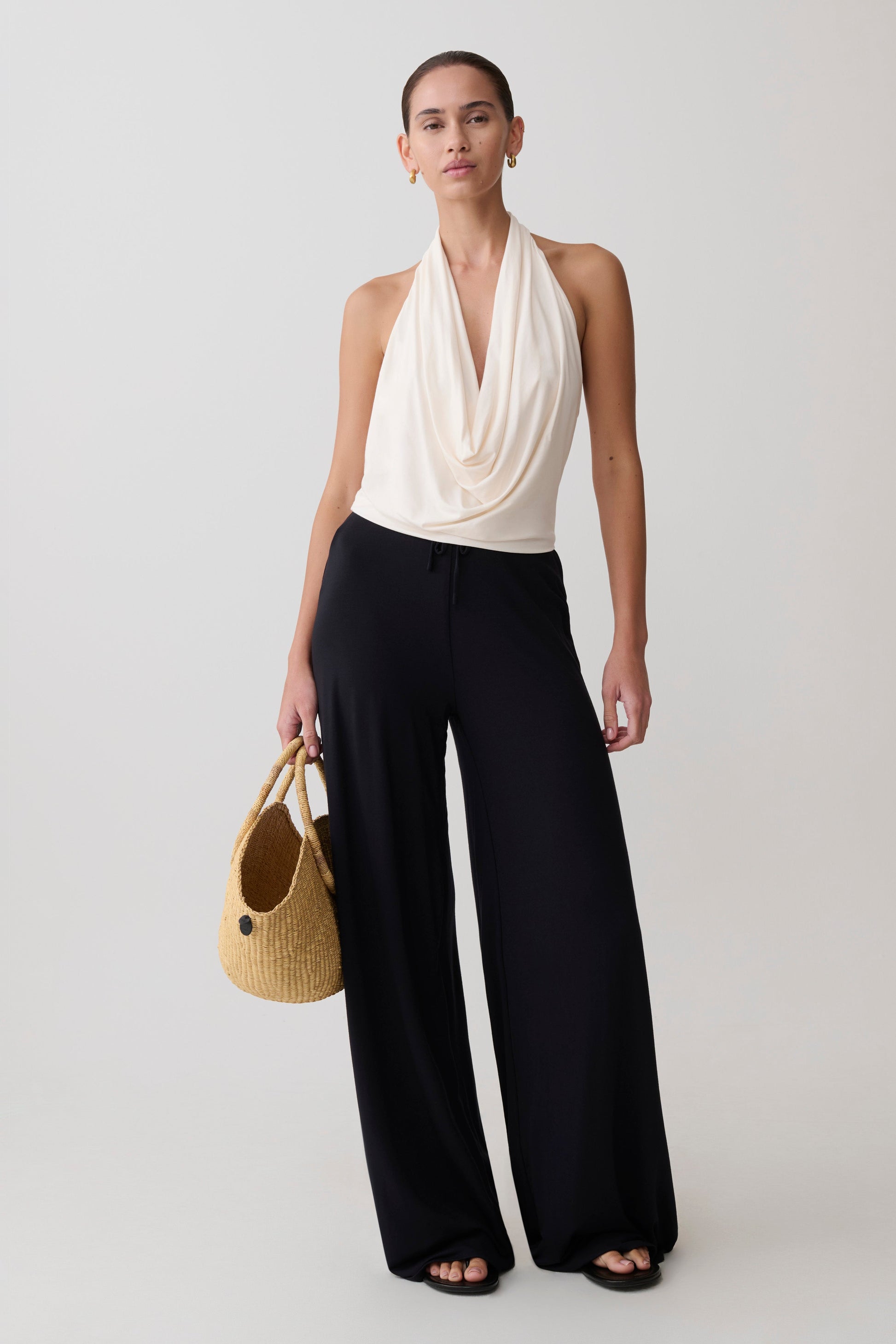 Dewi Wide Leg Modal Pants - Black #5