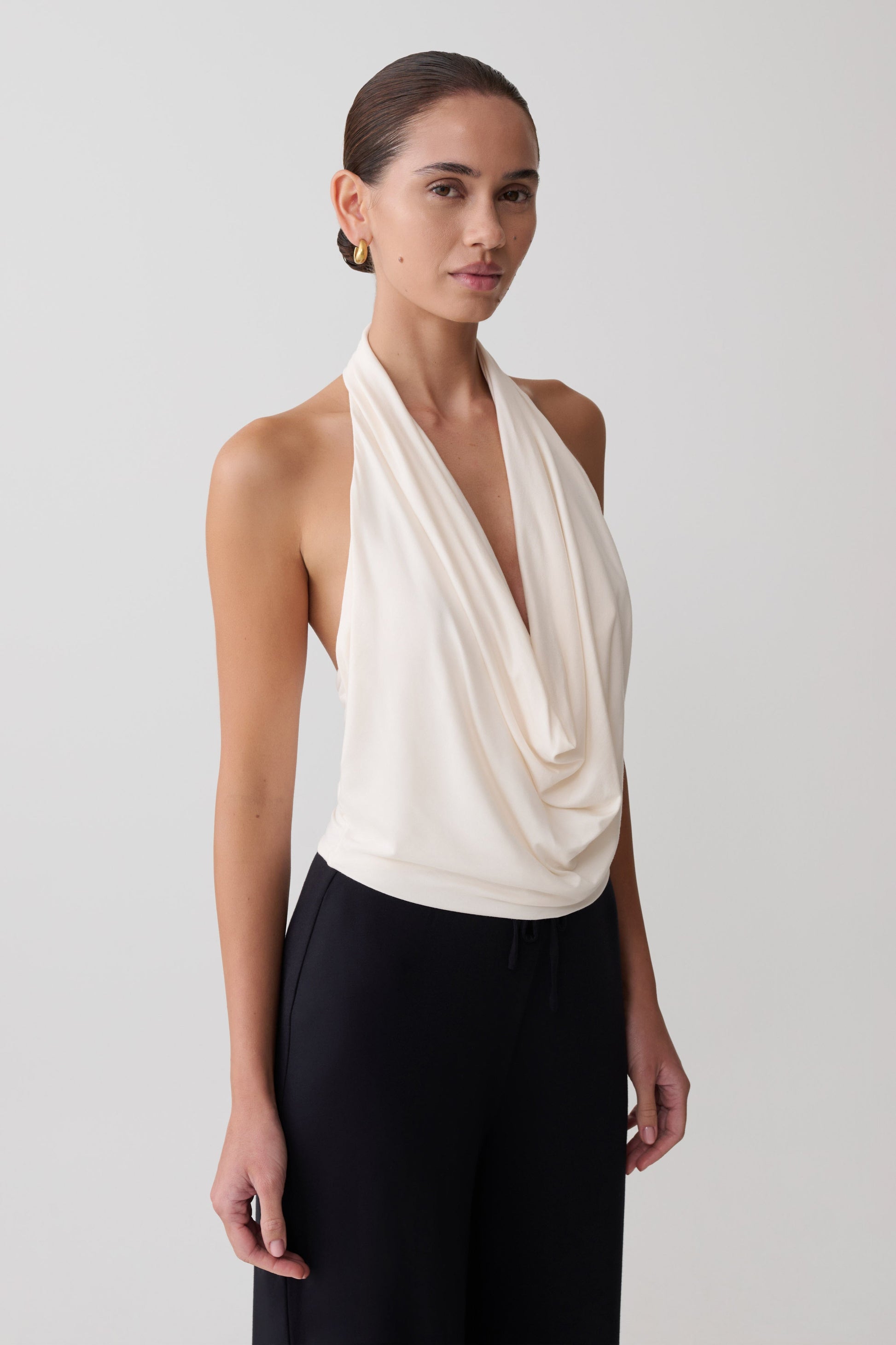 Huyen Cowl Front Modal Top - Ivory #3
