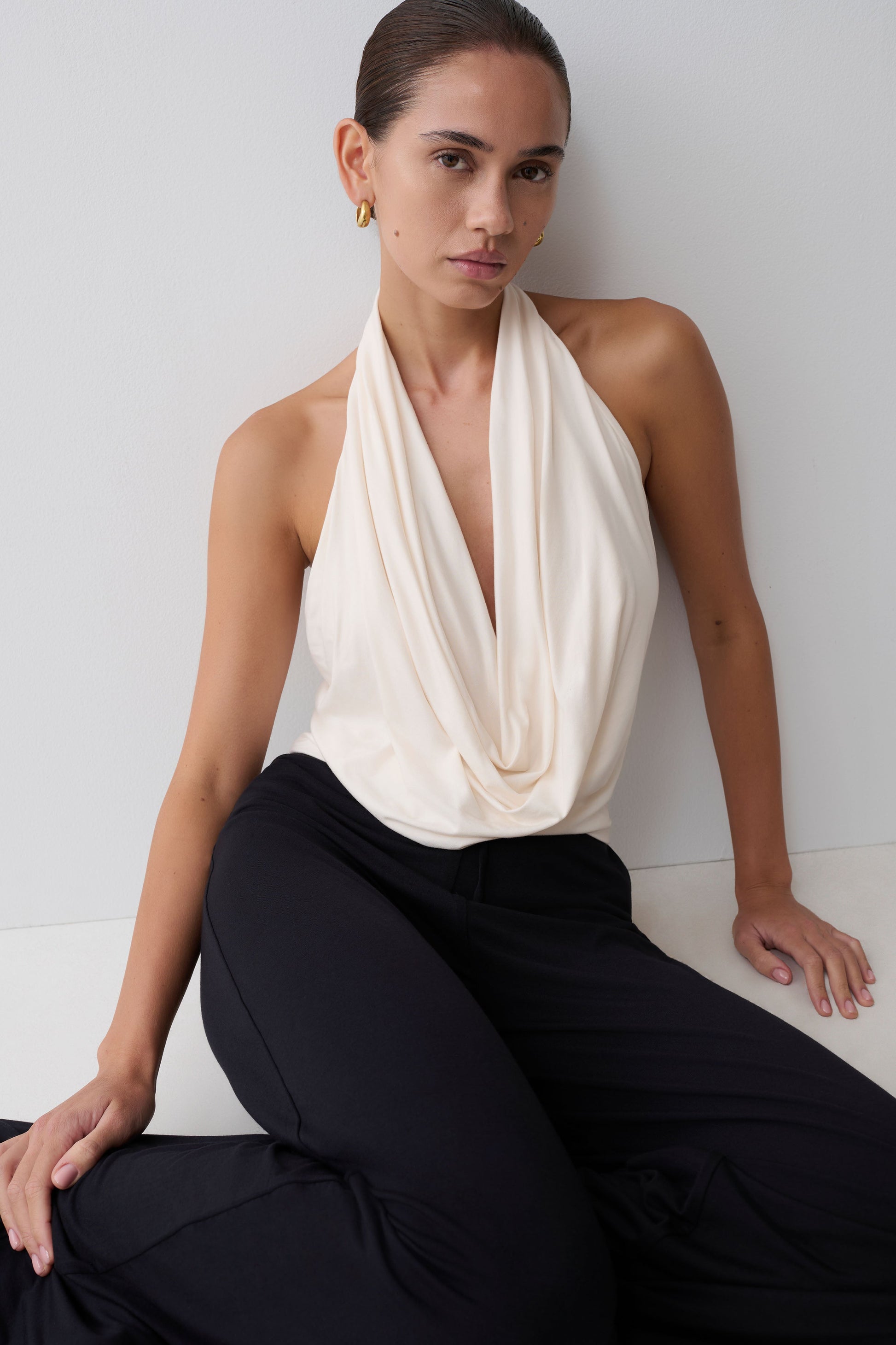 Huyen Cowl Front Modal Top - Ivory #6
