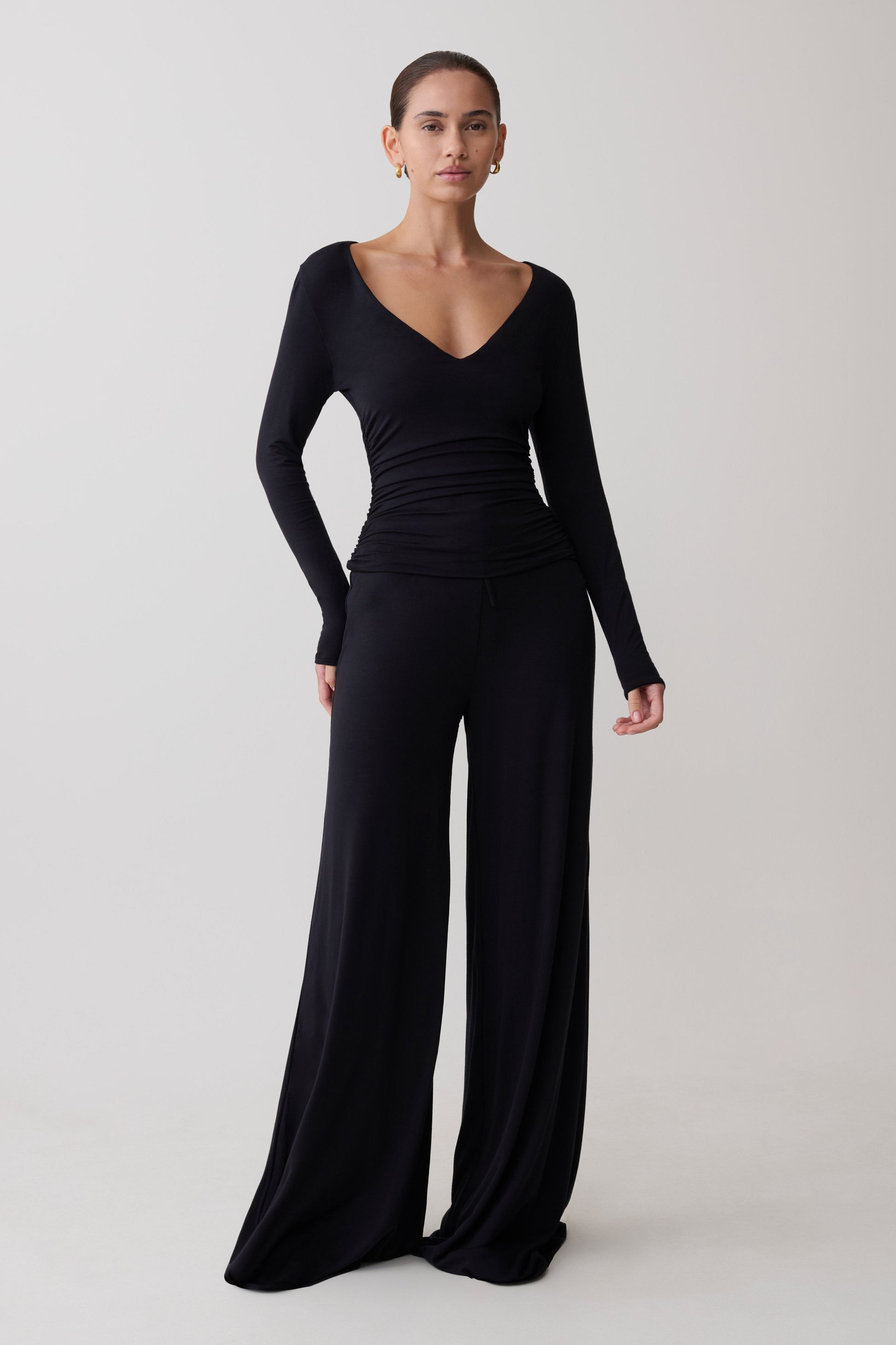 Sari Long Sleeve Modal Top - Black #2