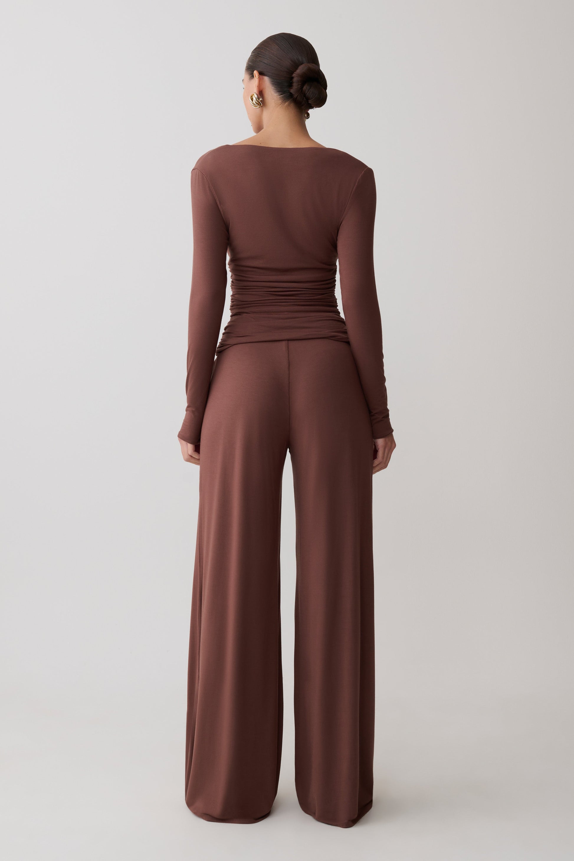Dewi Wide Leg Modal Pants - Chocolate #2