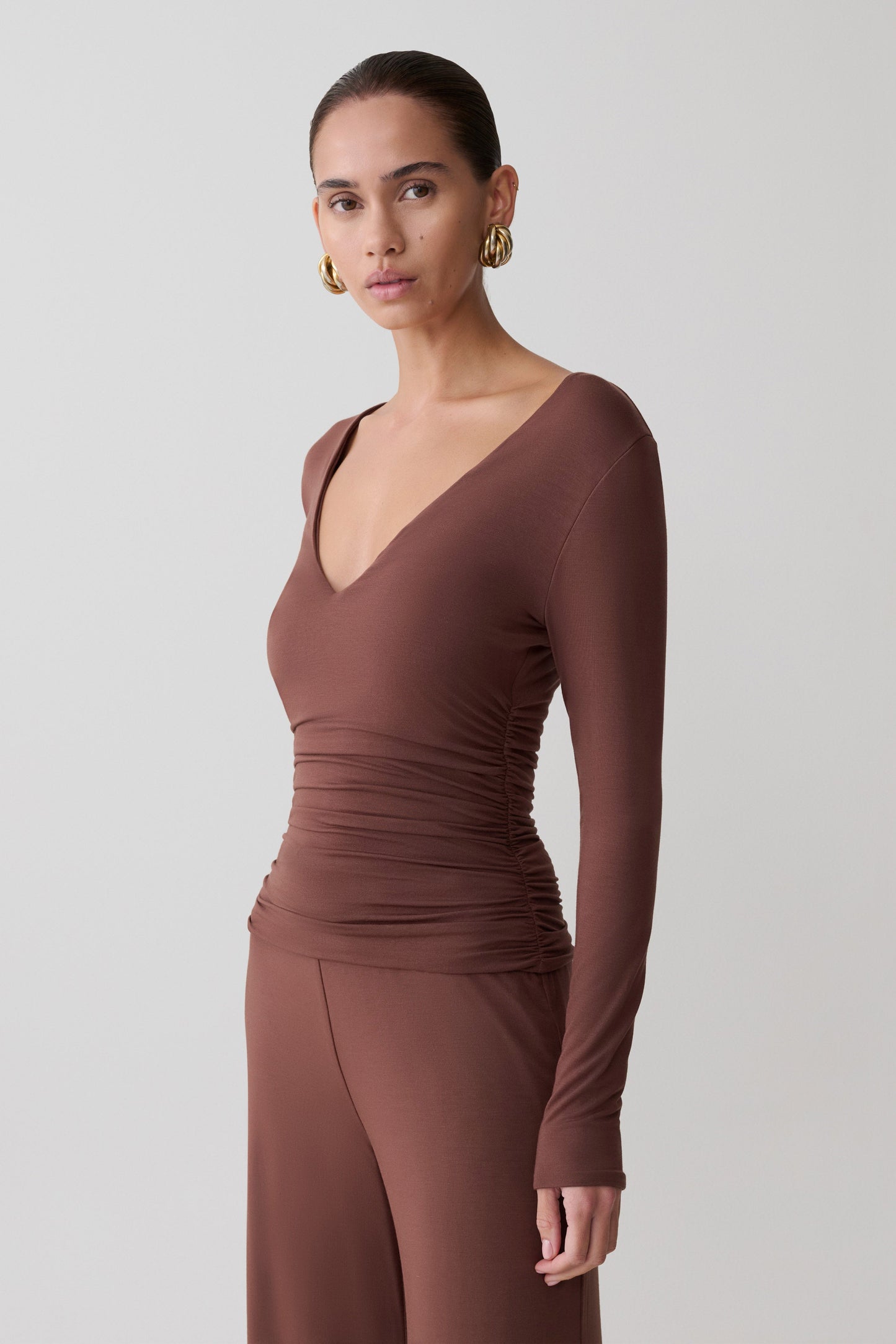 Sari Long Sleeve Modal Top - Chocolate