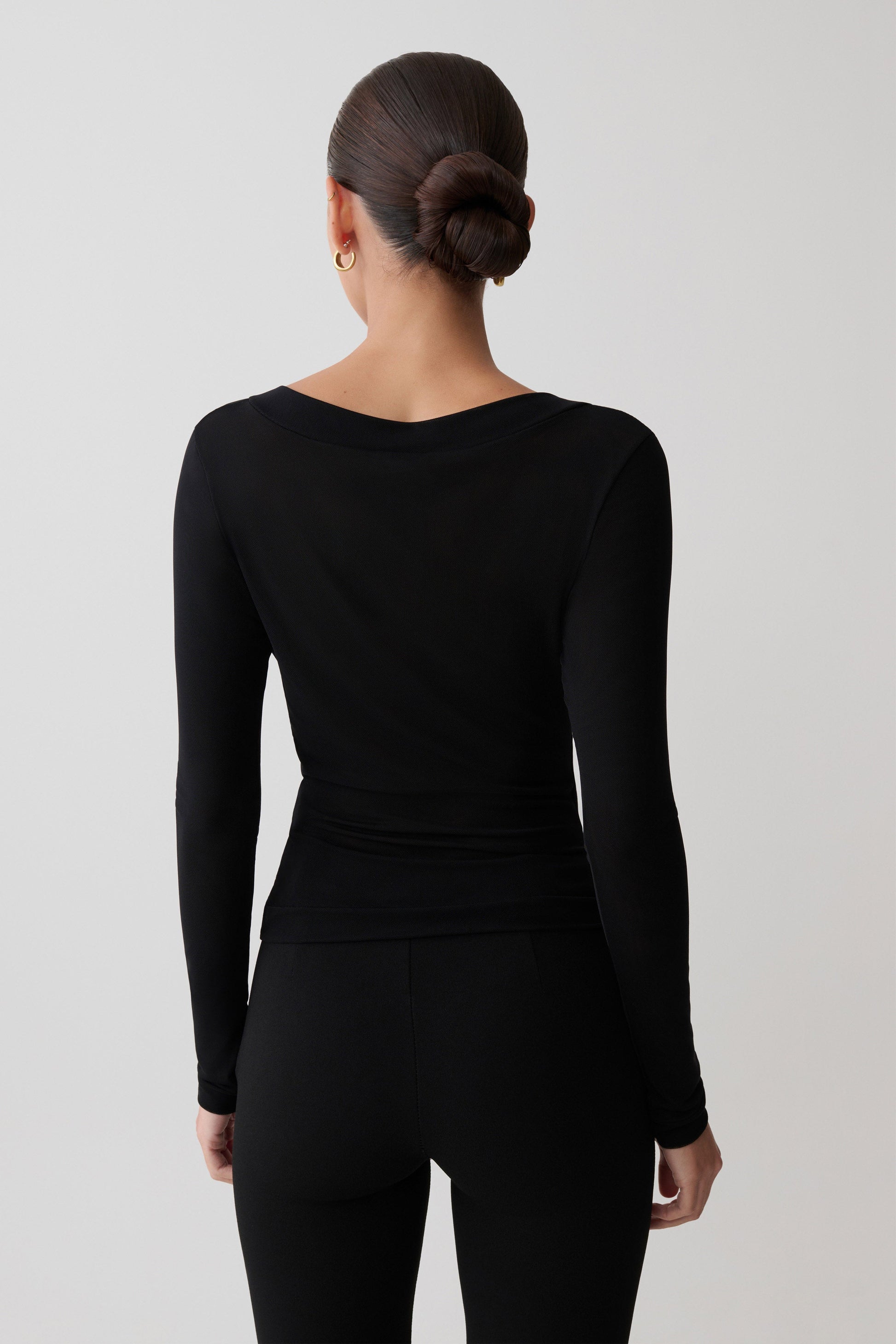 Lumi Long Sleeve Mesh Top - Black #2