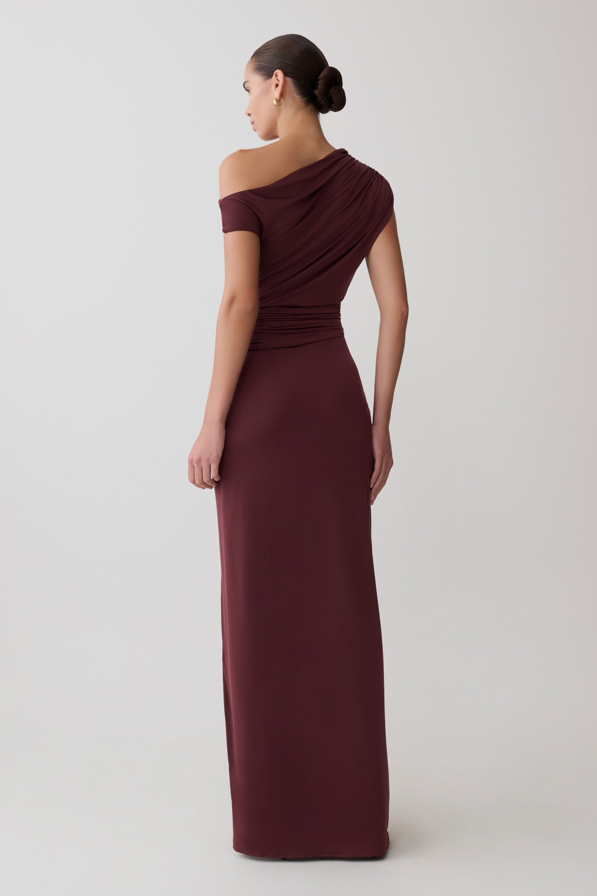 Alyn Off Shoulder Draped Maxi Dress - Dark Plum #2