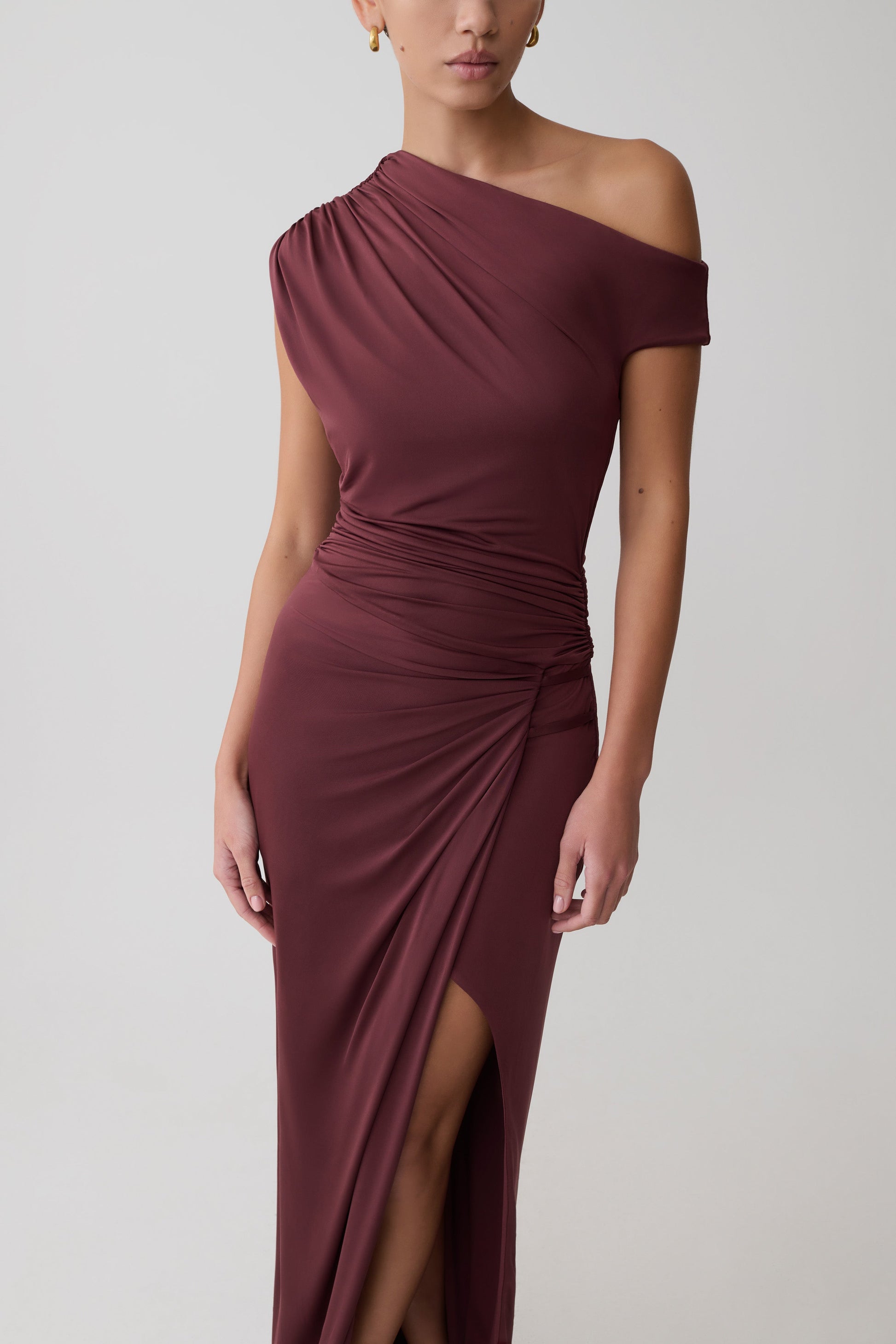 Alyn Off Shoulder Draped Maxi Dress - Dark Plum #6